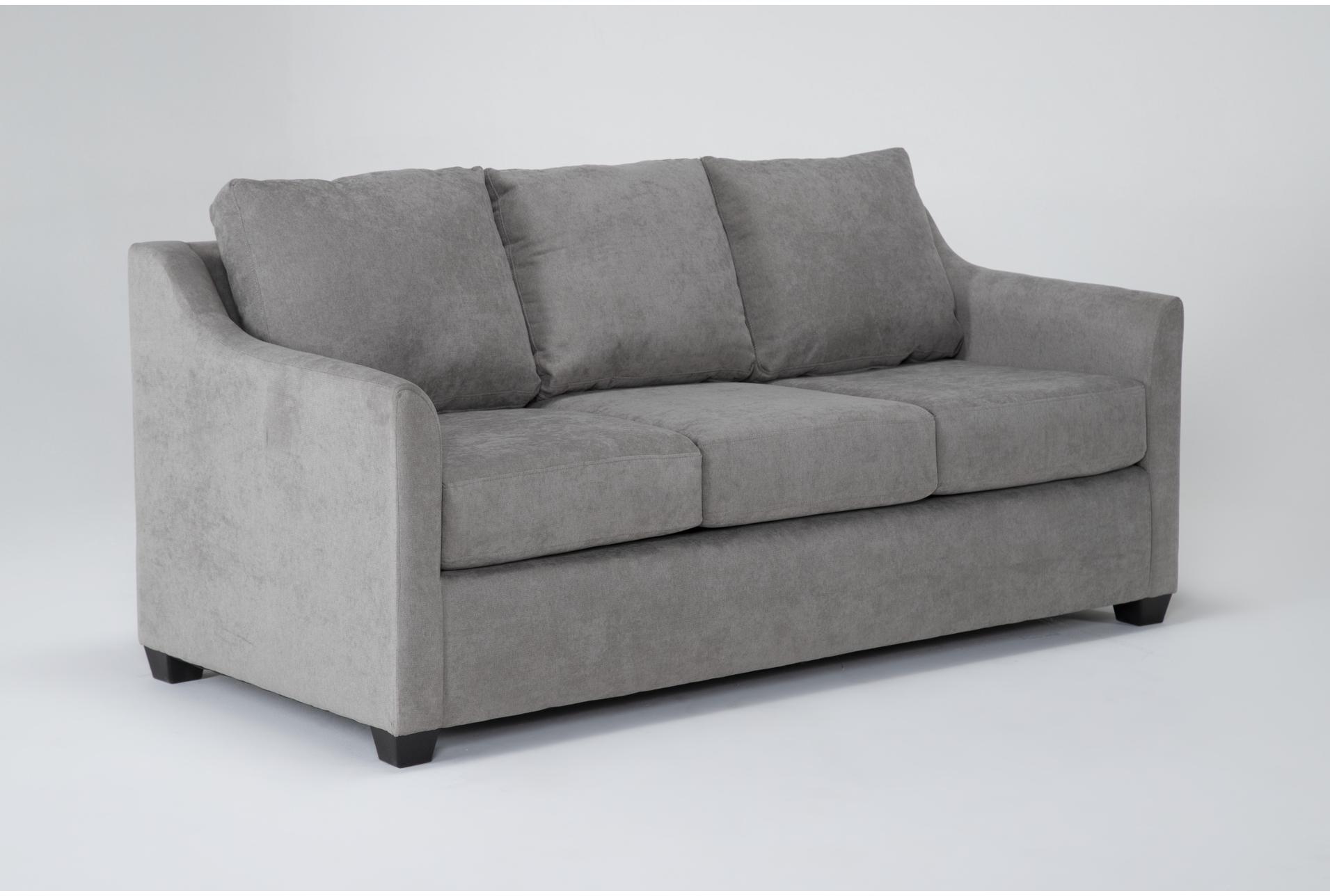 porthos vintage grey fabric 72" full memory foam sleeper sofa bed | loose reversible back