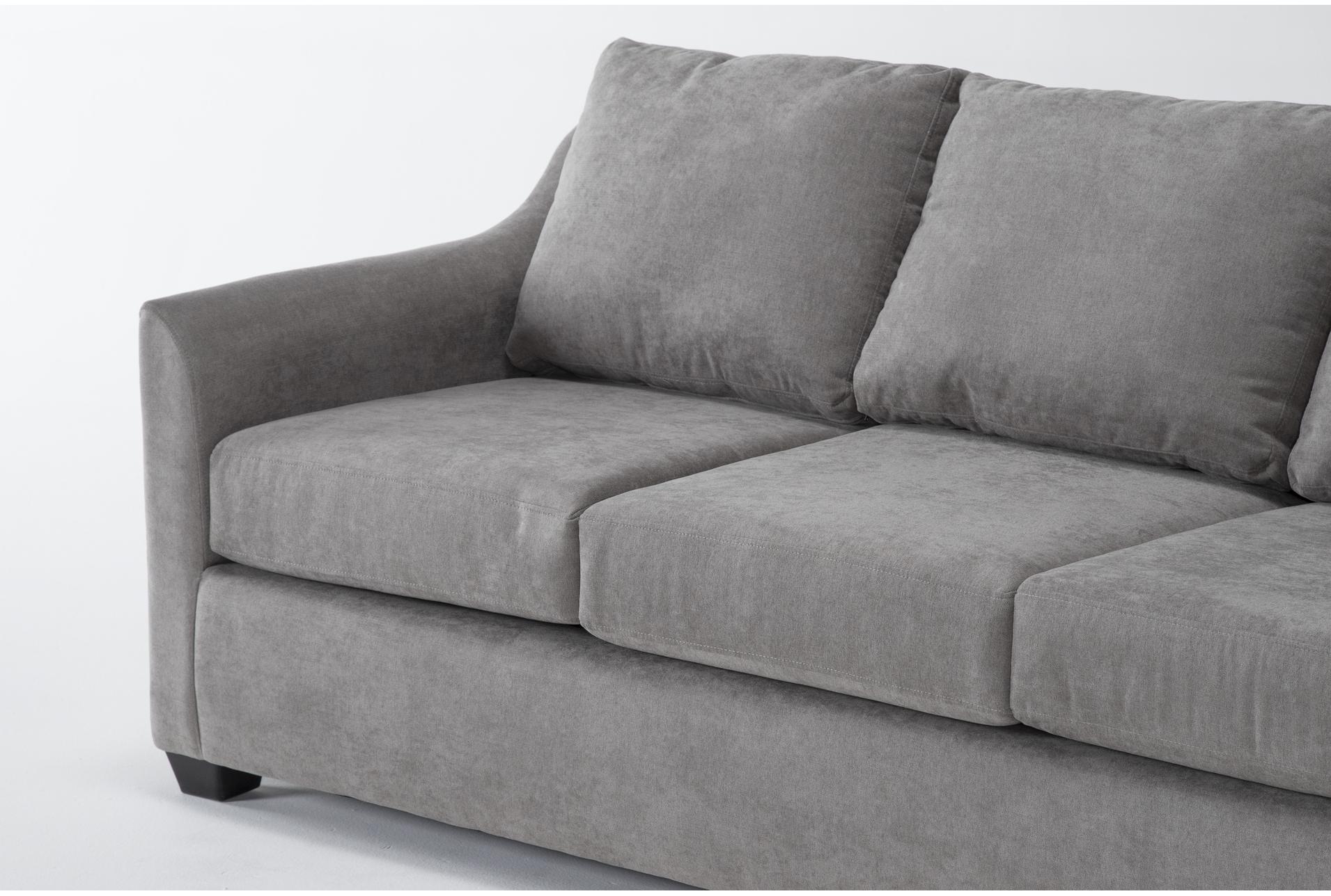 porthos vintage grey fabric 72" full memory foam sleeper sofa bed | loose reversible back