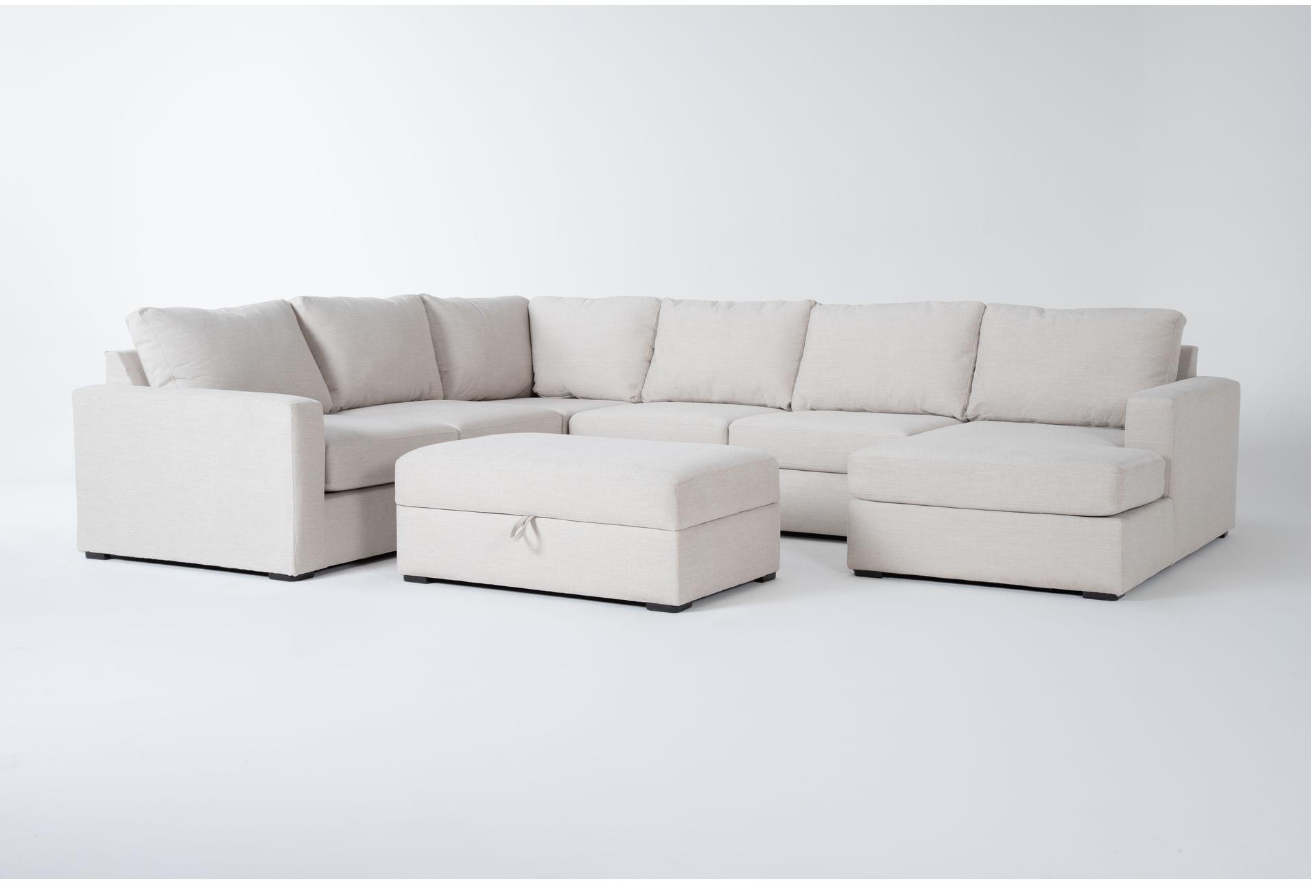 araceli ii sand beige white fabric modular 140" 4 piece u-shaped sectional with right arm facing chaise & storage ottoman 1 araceli ii sand beige white fabric modular 140" 4 piece u-shaped sectional with right arm facing chaise & storage ottoman