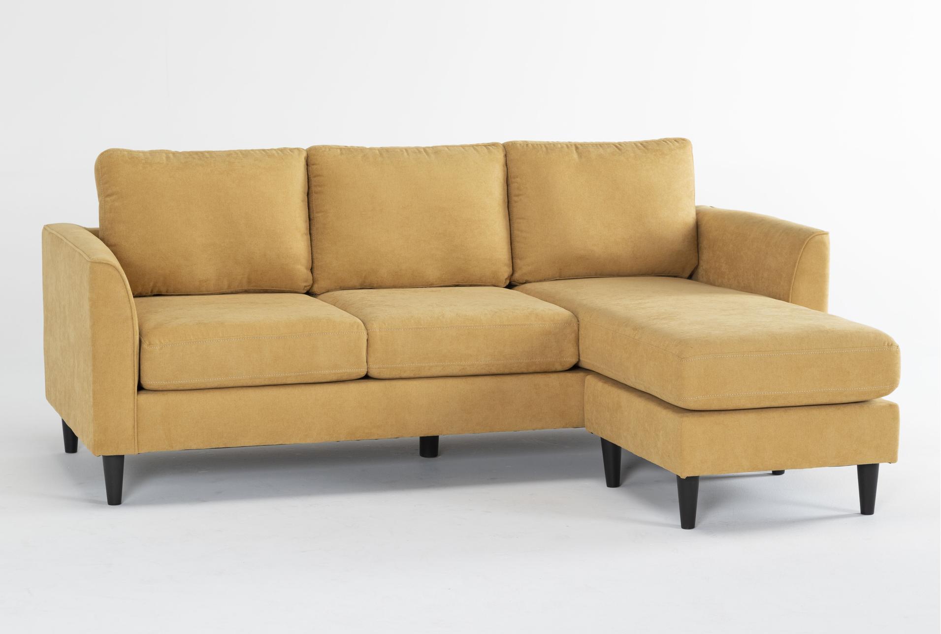 ami sun yellow fabric 83" sofa with reversible chaise 14 ami sun yellow fabric 83" sofa with reversible chaise