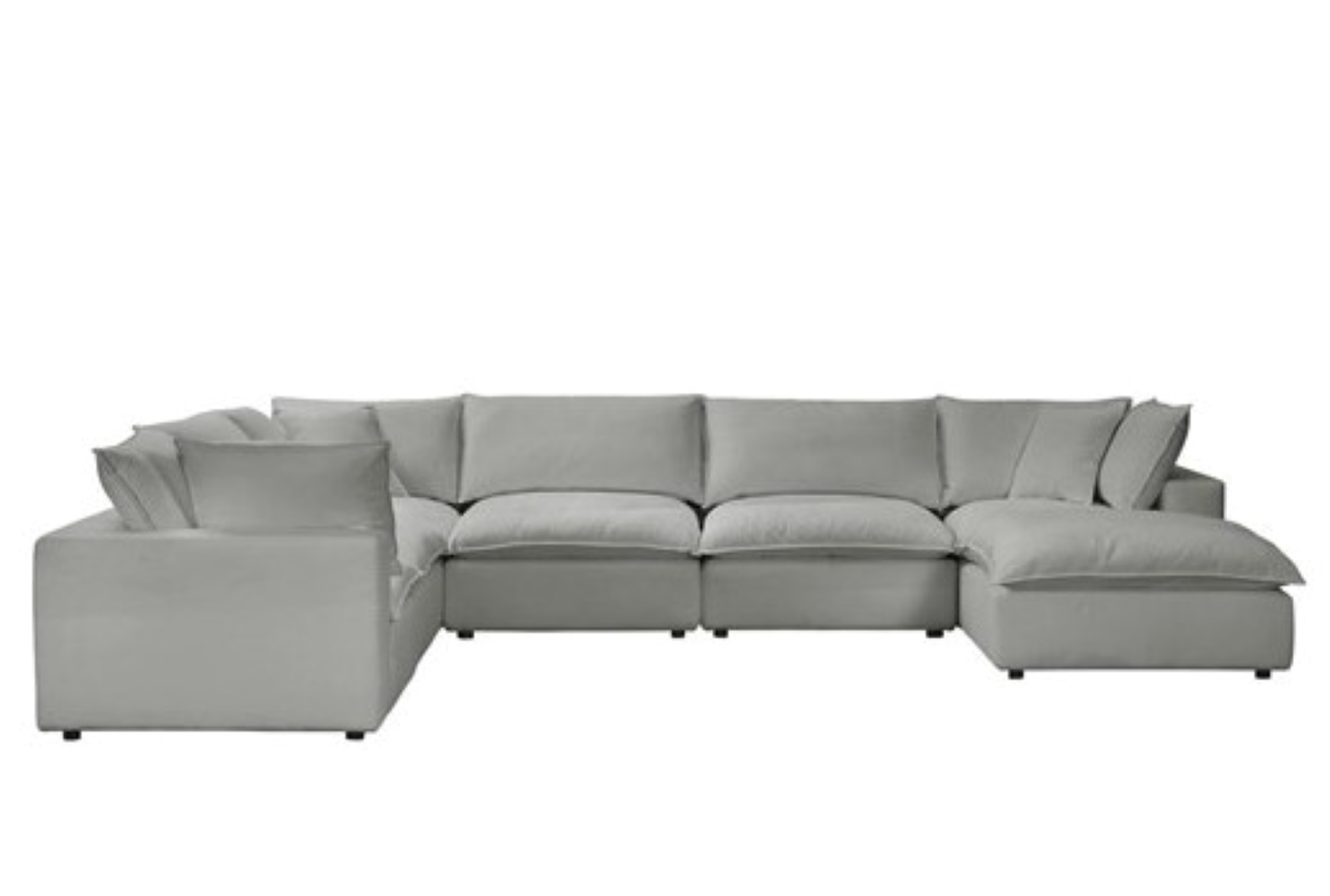 sutton slate grey fabric 159" 7 piece large chaise modular u-shaped sectional | reversible 7 sutton slate grey fabric 159" 7 piece large chaise modular u-shaped sectional | reversible