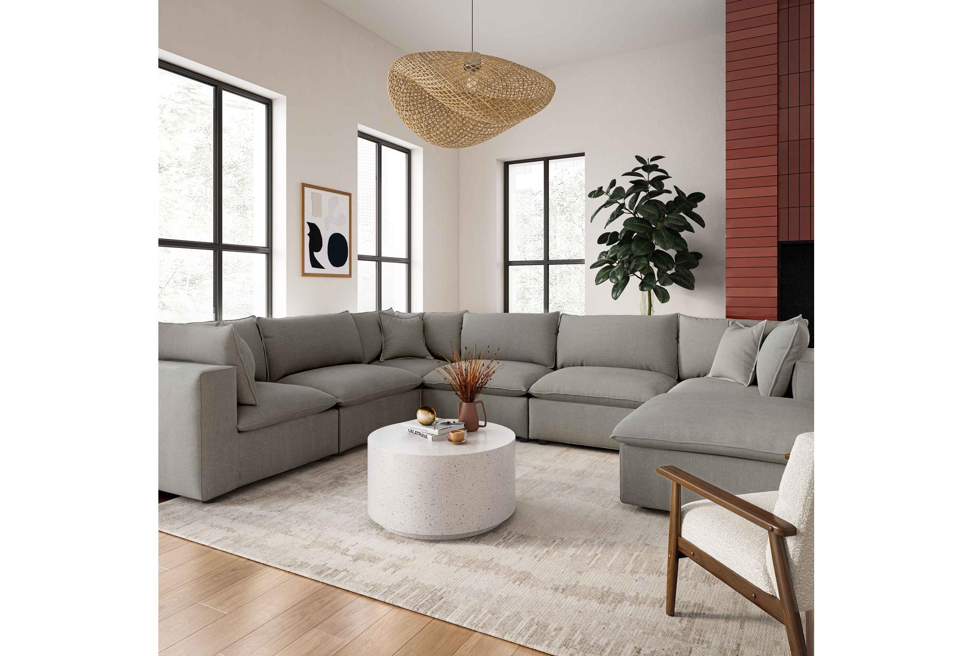 sutton slate grey fabric 159" 7 piece large chaise modular u-shaped sectional | reversible 10 sutton slate grey fabric 159" 7 piece large chaise modular u-shaped sectional | reversible