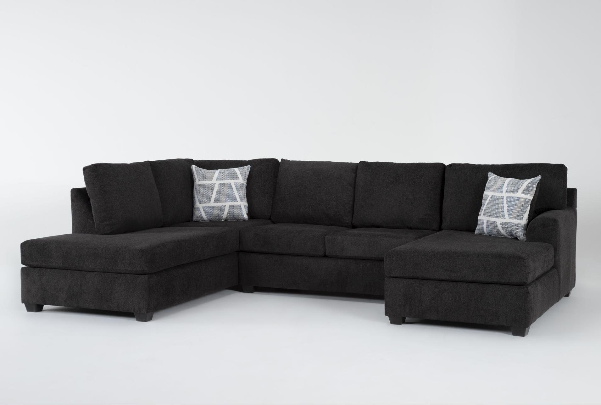 colby smoke grey black fabric 128" 3 piece u-shaped sectional with right arm facing chaise & left arm facing corner chaise | track arms 1 colby smoke grey black fabric 128" 3 piece u-shaped sectional with right arm facing chaise & left arm facing corner chaise | track arms