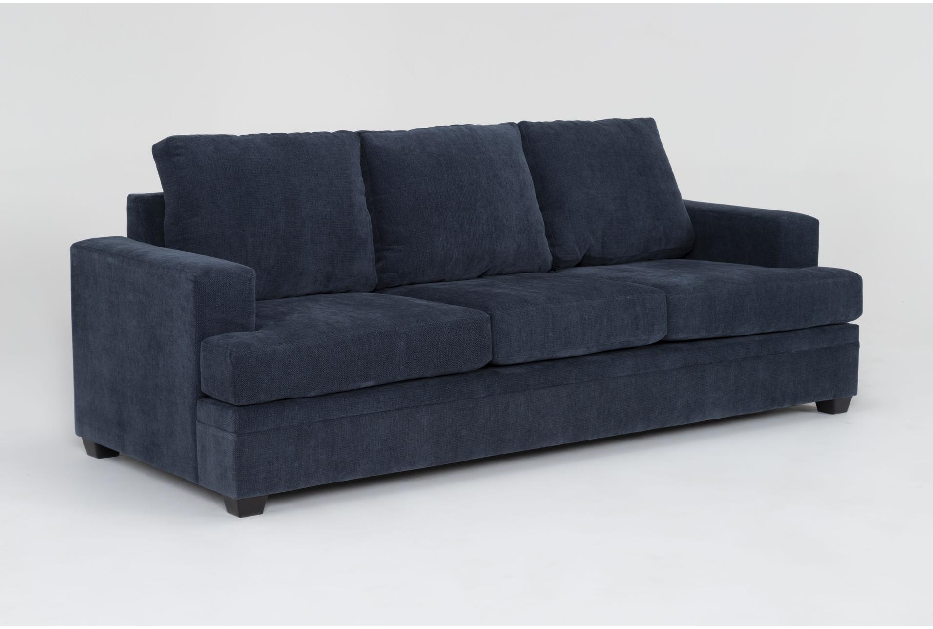bonaterra midnight navy blue fabric 97" queen memory foam sleeper sofa bed | track arms | loose reversible back 8 bonaterra midnight navy blue fabric 97" queen memory foam sleeper sofa bed | track arms | loose reversible back