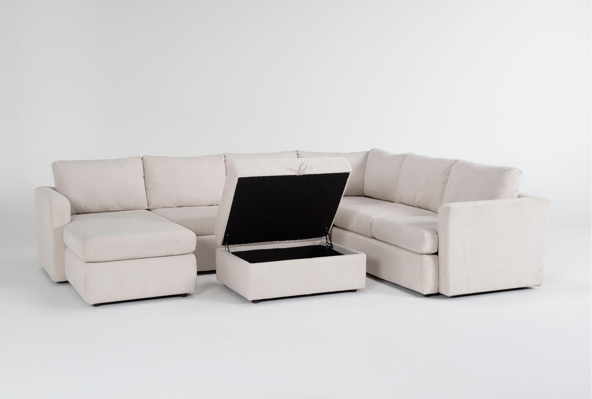 basil porcelain white ivory fabric modular 125" piece u-shaped sectional with left arm facing chaise & ottoman 8 basil porcelain white ivory fabric modular 125" piece u-shaped sectional with left arm facing chaise & ottoman