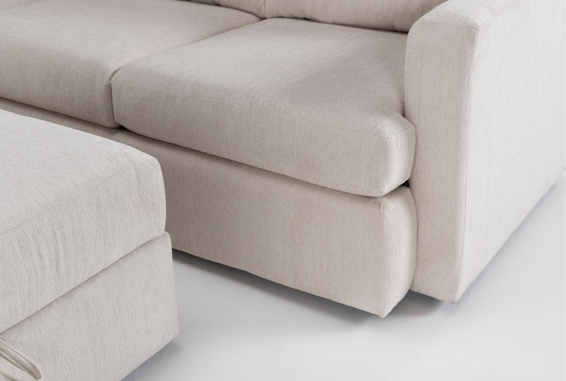 basil porcelain white ivory fabric modular 125" piece u-shaped sectional with left arm facing chaise & ottoman 10 basil porcelain white ivory fabric modular 125" piece u-shaped sectional with left arm facing chaise & ottoman