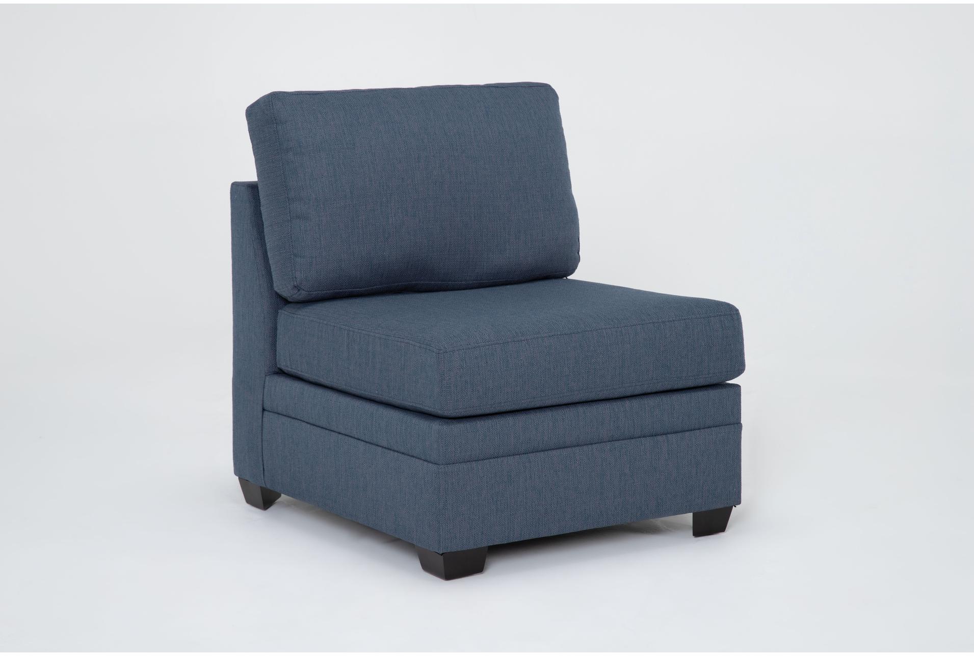 solimar denim blue fabric modular armless chair