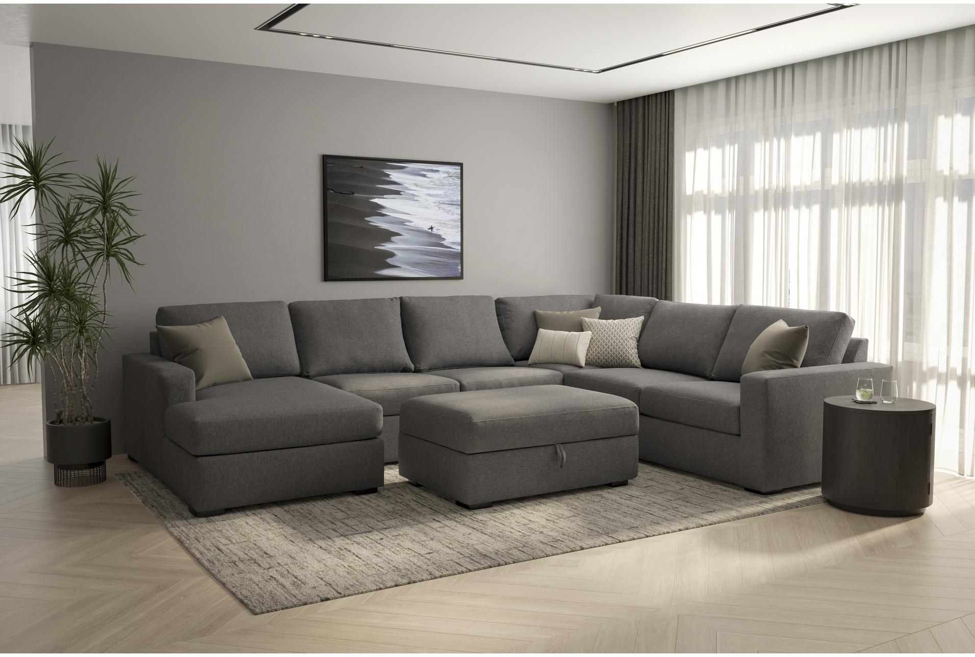 araceli ii pewter grey black fabric modular 140" 4 piece u-shaped sectional with left arm facing chaise & storage ottoman 12 araceli ii pewter grey black fabric modular 140" 4 piece u-shaped sectional with left arm facing chaise & storage ottoman