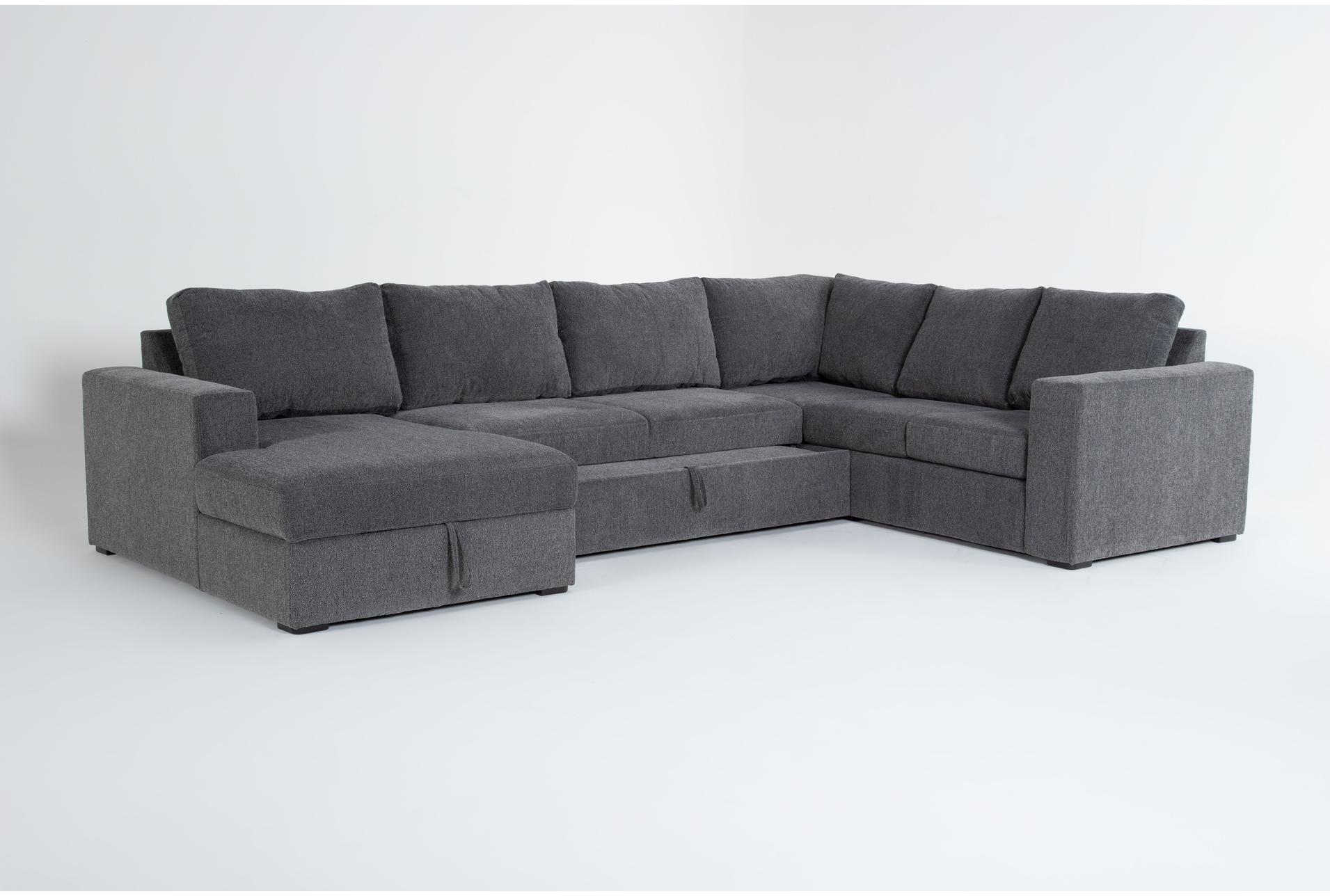 sebastian slate grey fabric 140" 3 piece convertible futon sleeper u-shaped sectional with left arm facing storage chaise 14 sebastian slate grey fabric 140" 3 piece convertible futon sleeper u-shaped sectional with left arm facing storage chaise