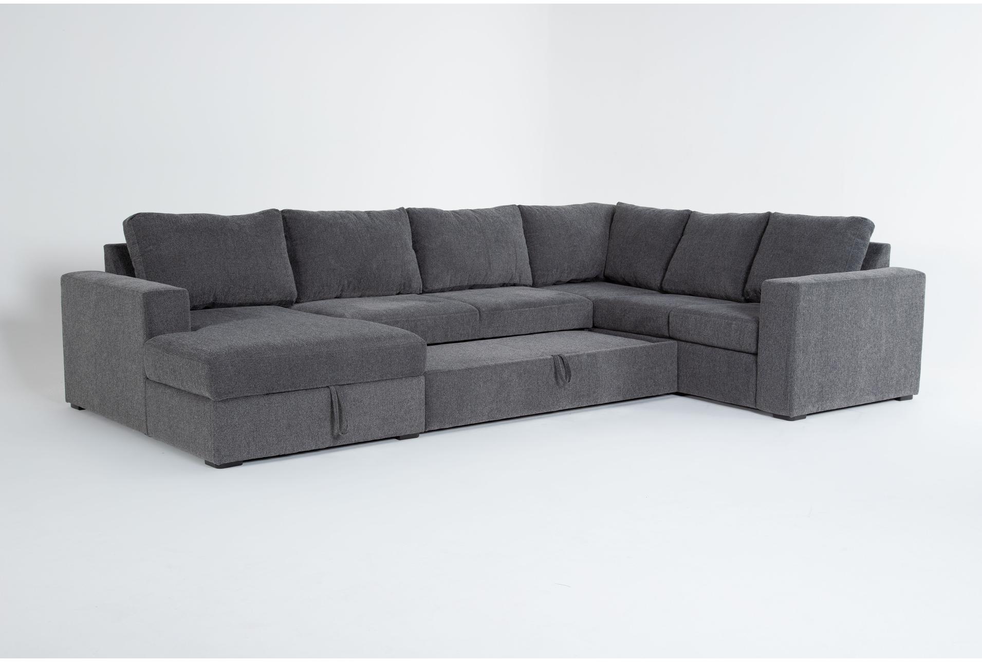 sebastian slate grey fabric 140" 3 piece convertible futon sleeper u-shaped sectional with left arm facing storage chaise 15 sebastian slate grey fabric 140" 3 piece convertible futon sleeper u-shaped sectional with left arm facing storage chaise