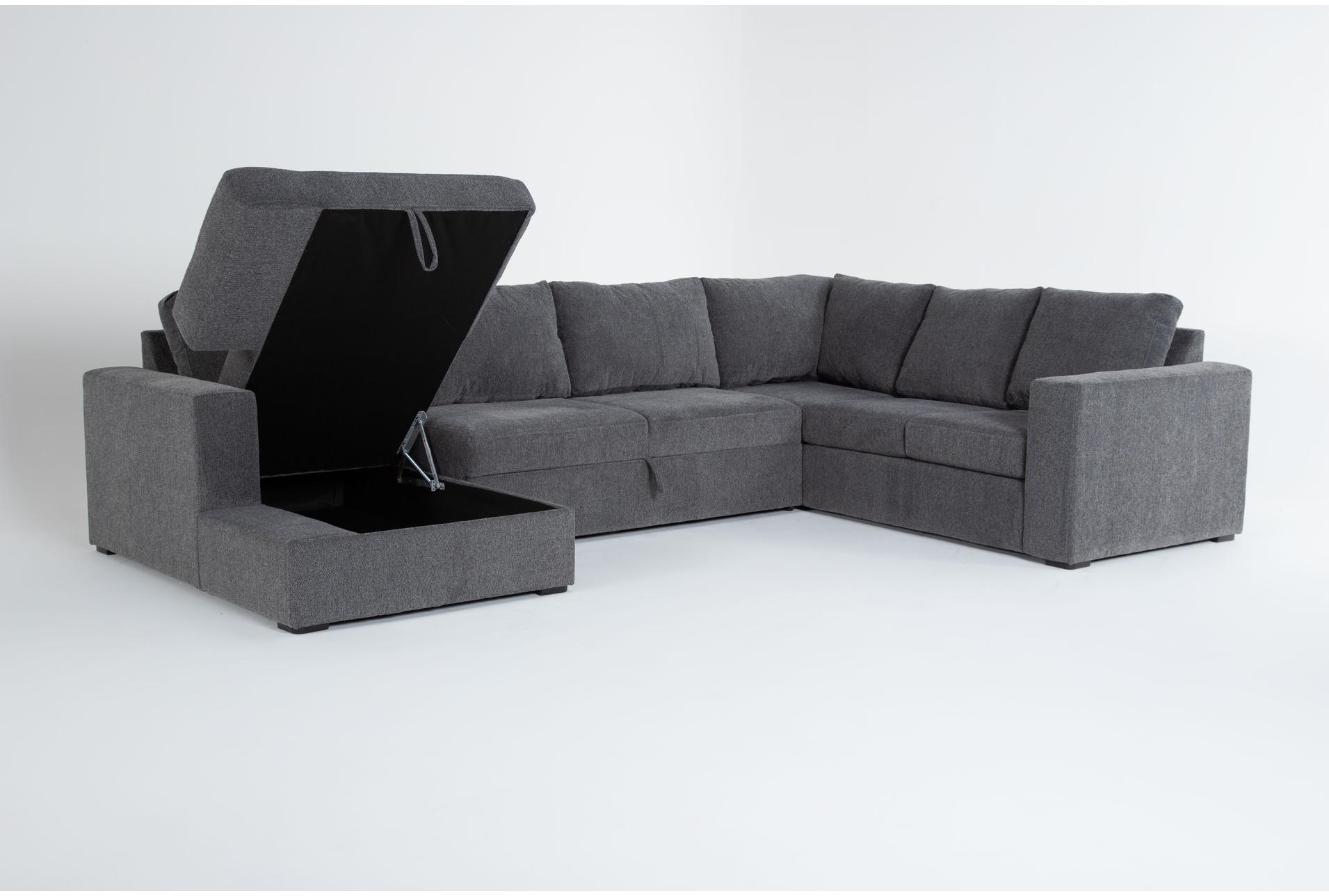 sebastian slate grey fabric 140" 3 piece convertible futon sleeper u-shaped sectional with left arm facing storage chaise 17 sebastian slate grey fabric 140" 3 piece convertible futon sleeper u-shaped sectional with left arm facing storage chaise