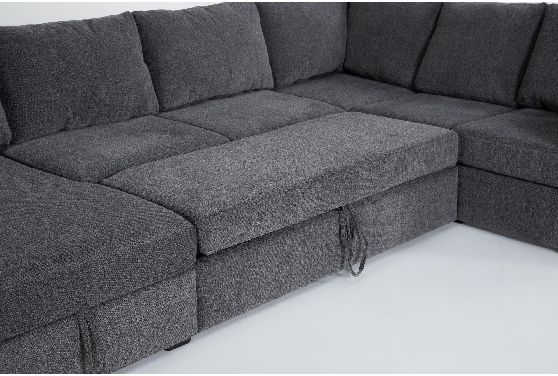 sebastian slate grey fabric 140" 3 piece convertible futon sleeper u-shaped sectional with left arm facing storage chaise 18 sebastian slate grey fabric 140" 3 piece convertible futon sleeper u-shaped sectional with left arm facing storage chaise