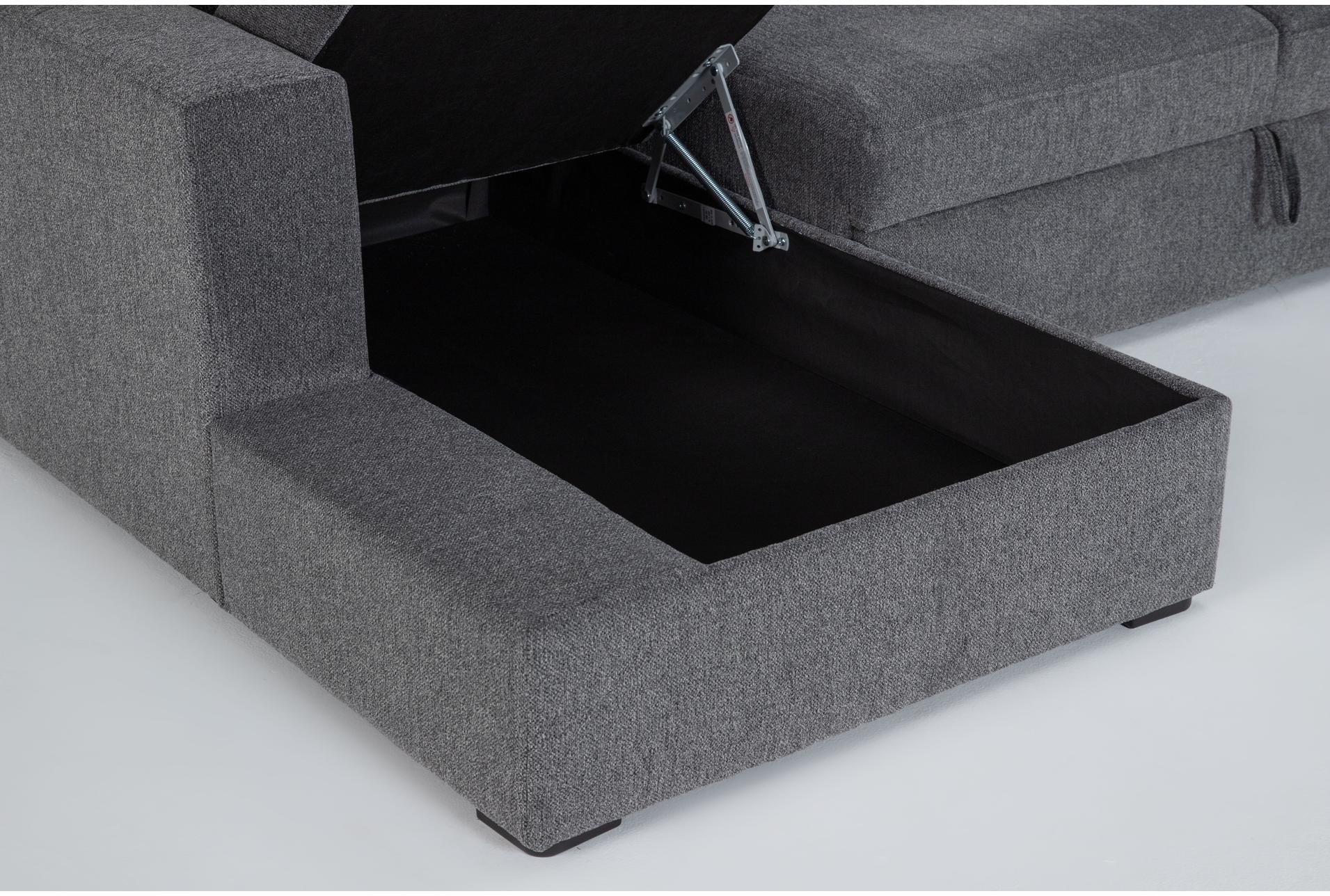 sebastian slate grey fabric 140" 3 piece convertible futon sleeper u-shaped sectional with left arm facing storage chaise 20 sebastian slate grey fabric 140" 3 piece convertible futon sleeper u-shaped sectional with left arm facing storage chaise