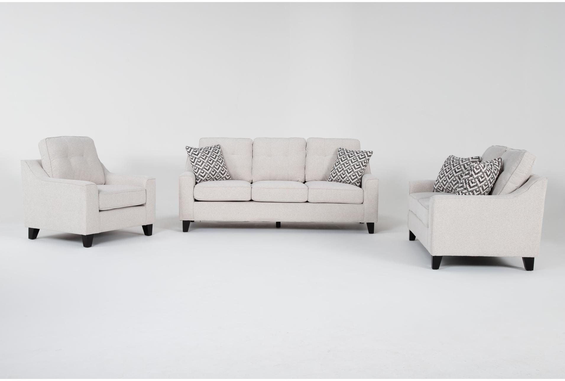macie cream white fabric 3 piece sofa love & arm chair set 1 macie cream white fabric 3 piece sofa love & arm chair set