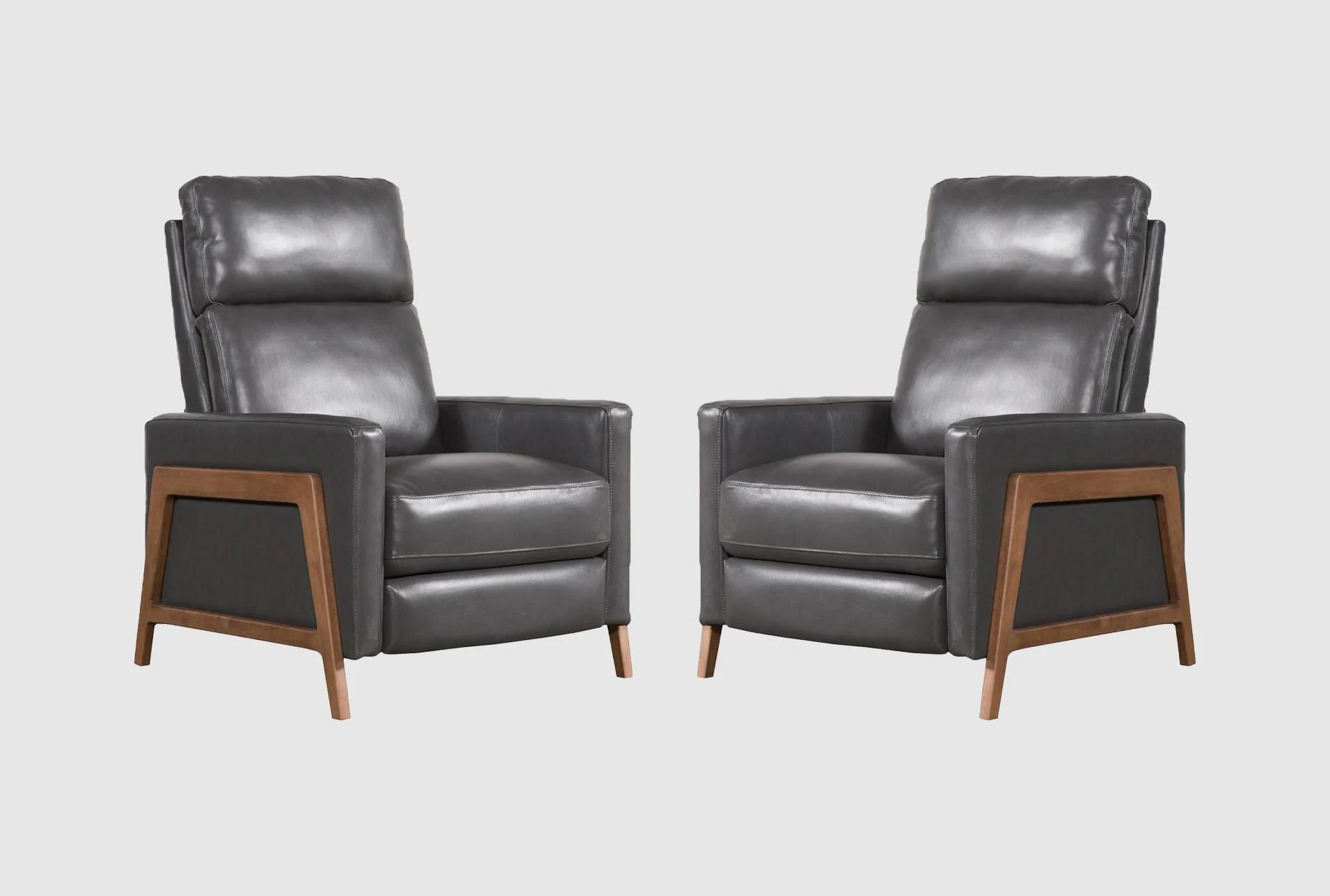 daniel smoke leather push back recliner set of 2 | high leg 1 daniel smoke leather push back recliner set of 2 | high leg
