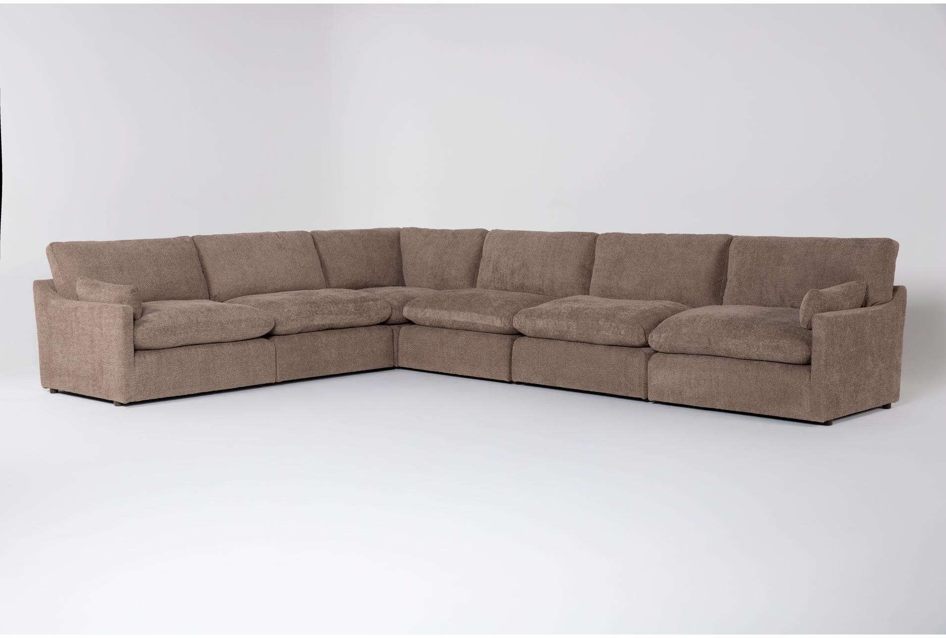aaliyah mink brown boucle fabric 162" oversized modular 6 piece l-shaped sectional | reversible | loose reversible back