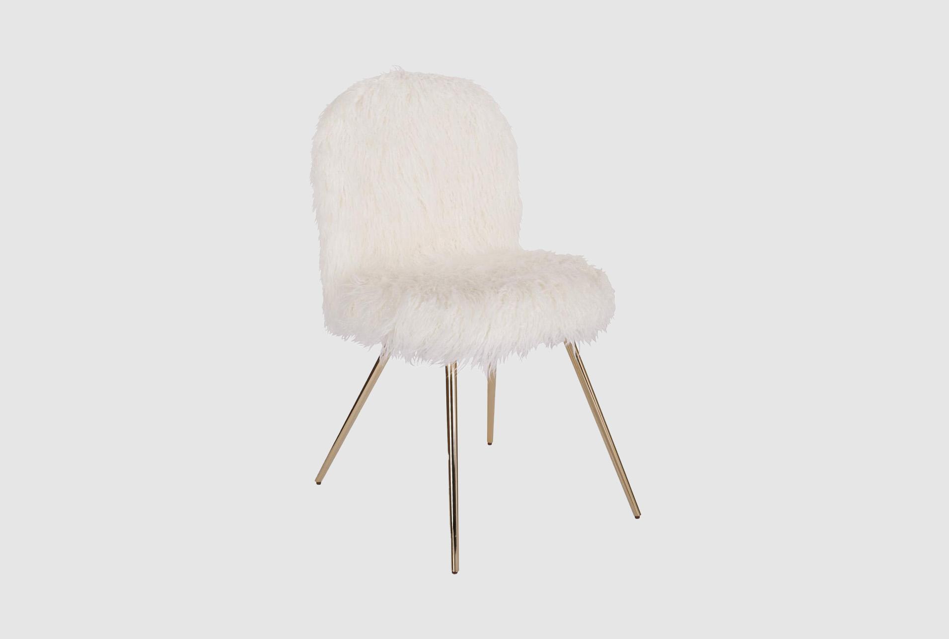julia white faux fur chair with gold legs | fabric | solid | armless 1 julia white faux fur chair with gold legs | fabric | solid | armless