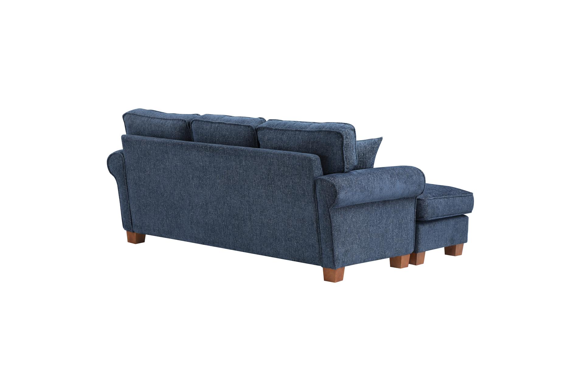 rylee navy blue fabric 76" sofa with reversible chaise | rolled arms | loose reversible back 9 rylee navy blue fabric 76" sofa with reversible chaise | rolled arms | loose reversible back