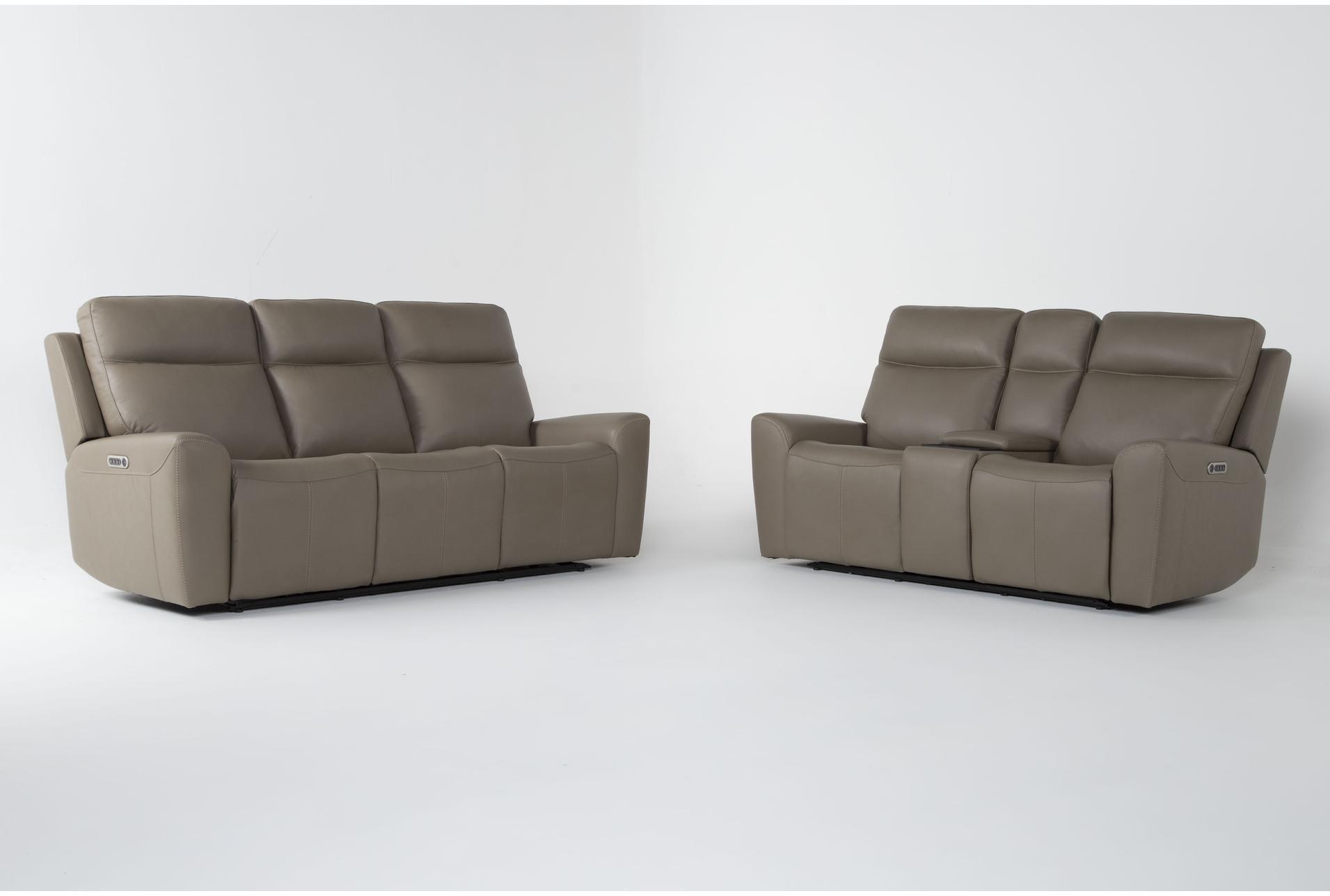 samuel taupe leather 2 piece flexsteel power zero gravity reclining sofa and console loveseat set 1 samuel taupe leather 2 piece flexsteel power zero gravity reclining sofa and console loveseat set