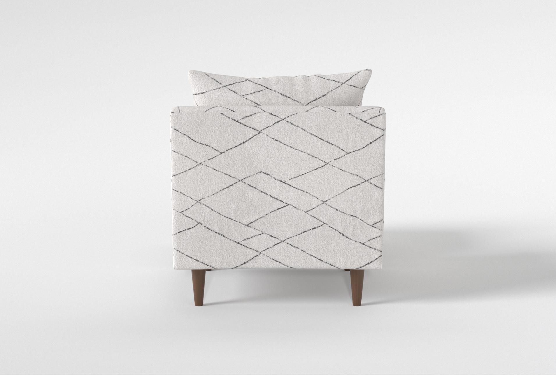 zoe white fabric accent arm chair/ottoman set with dark walnut finish | sets | made in the usa | armchair | geometric | club 14 zoe white fabric accent arm chair/ottoman set with dark walnut finish | sets | made in the usa | armchair | geometric | club