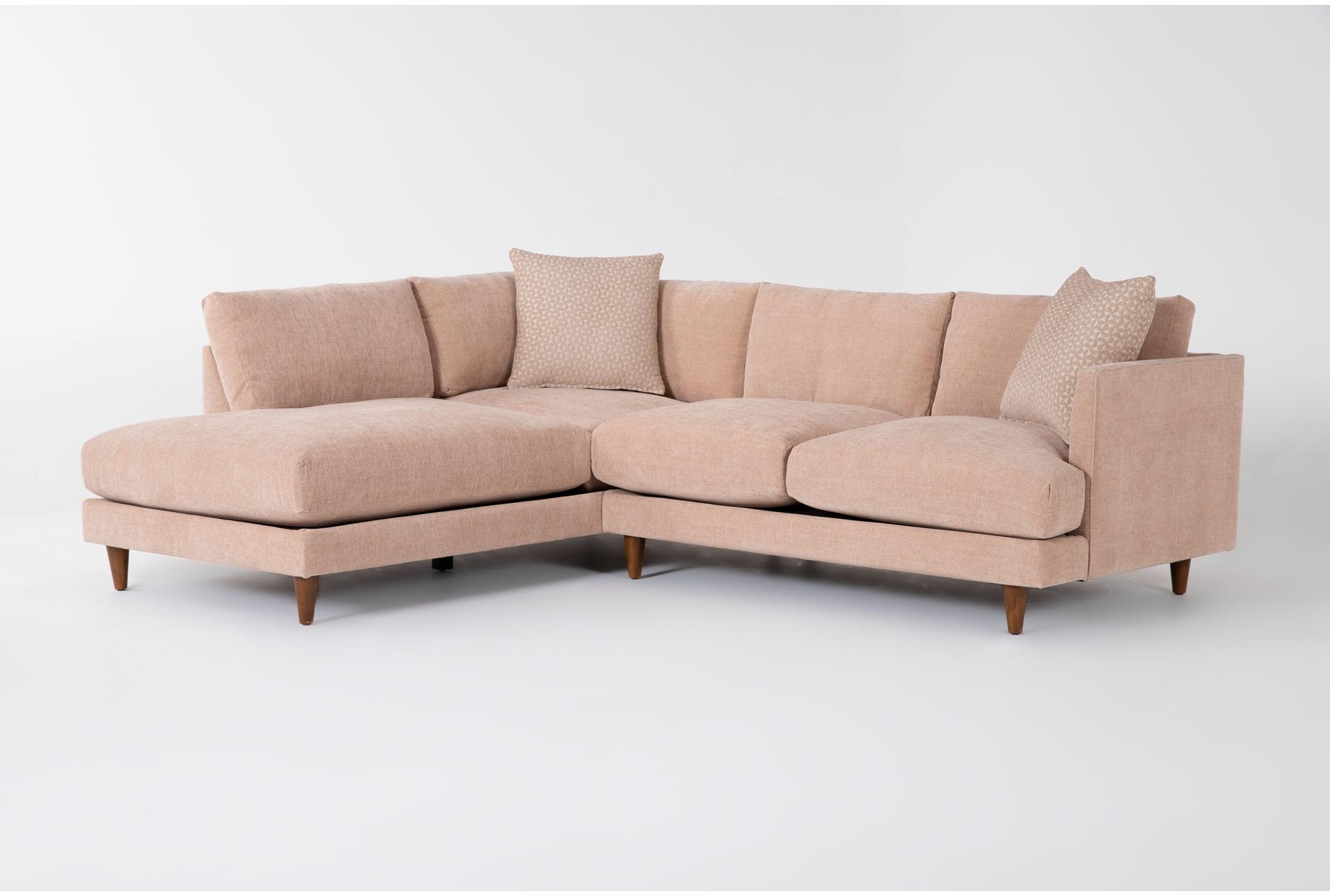 adeline iii 109" pink beige 2 piece fabric l-shaped sectional | left facing armless chaise | modular 1 adeline iii 109" pink beige 2 piece fabric l-shaped sectional | left facing armless chaise | modular