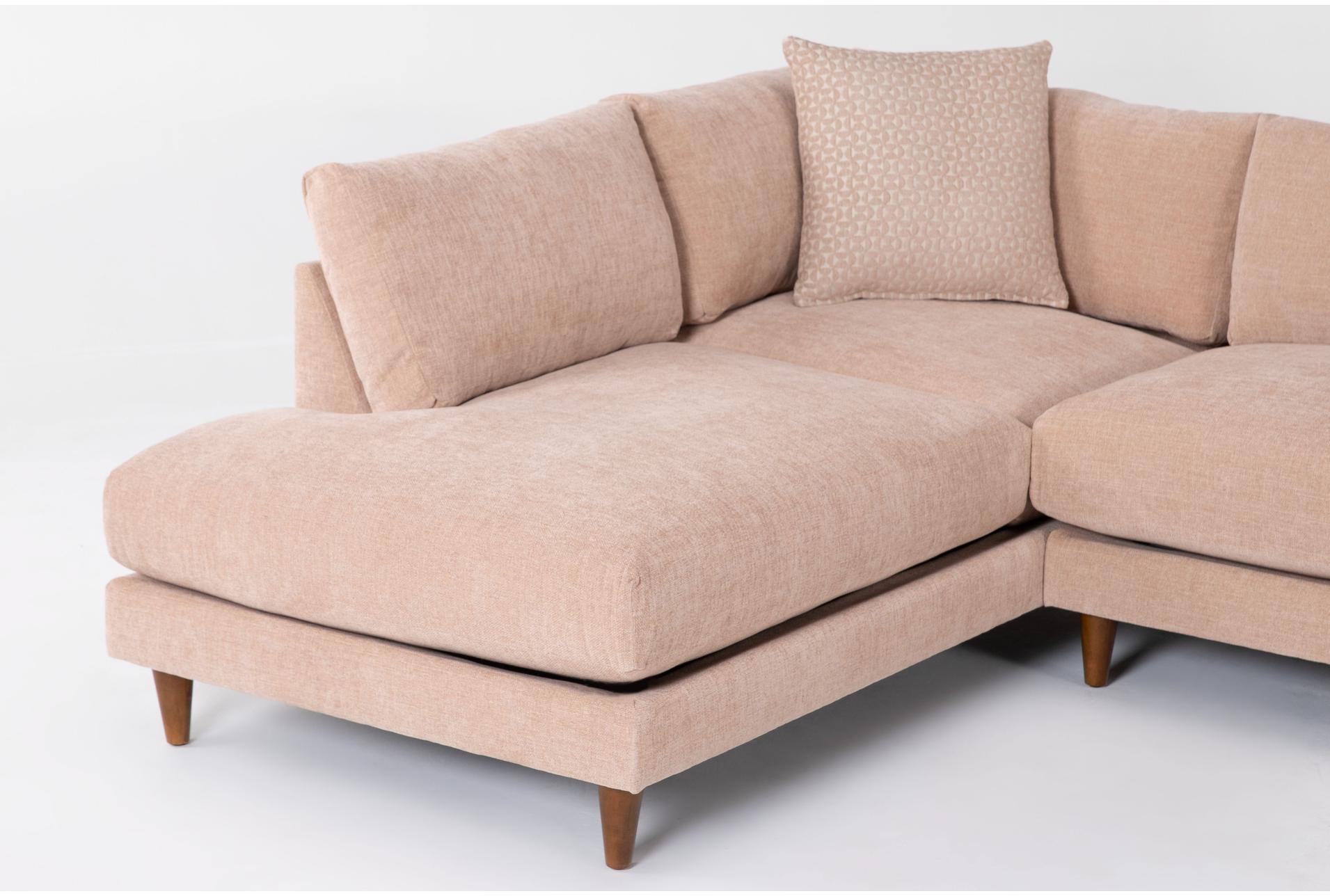 adeline iii 109" pink beige 2 piece fabric l-shaped sectional | left facing armless chaise | modular 8 adeline iii 109" pink beige 2 piece fabric l-shaped sectional | left facing armless chaise | modular