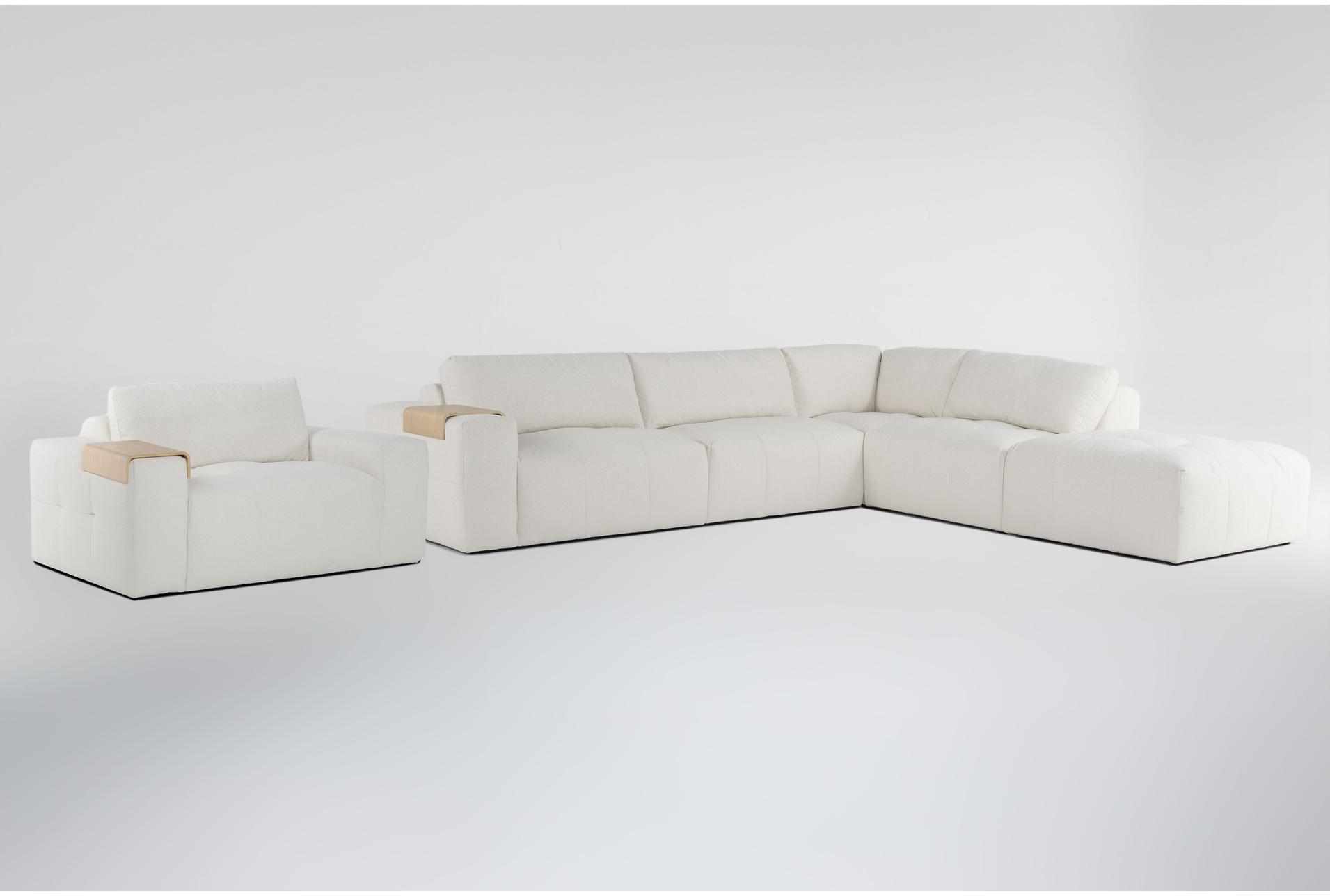 amallo ivory white fabric 5 piece modular l-shaped sectional with right arm facing bumper chaise & chair set 1 amallo ivory white fabric 5 piece modular l-shaped sectional with right arm facing bumper chaise & chair set