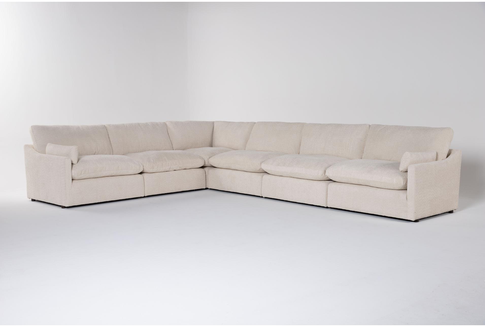 aaliyah cream beige boucle fabric 6 piece 162" oversized modular l-shaped sectional | reversible | loose reversible back