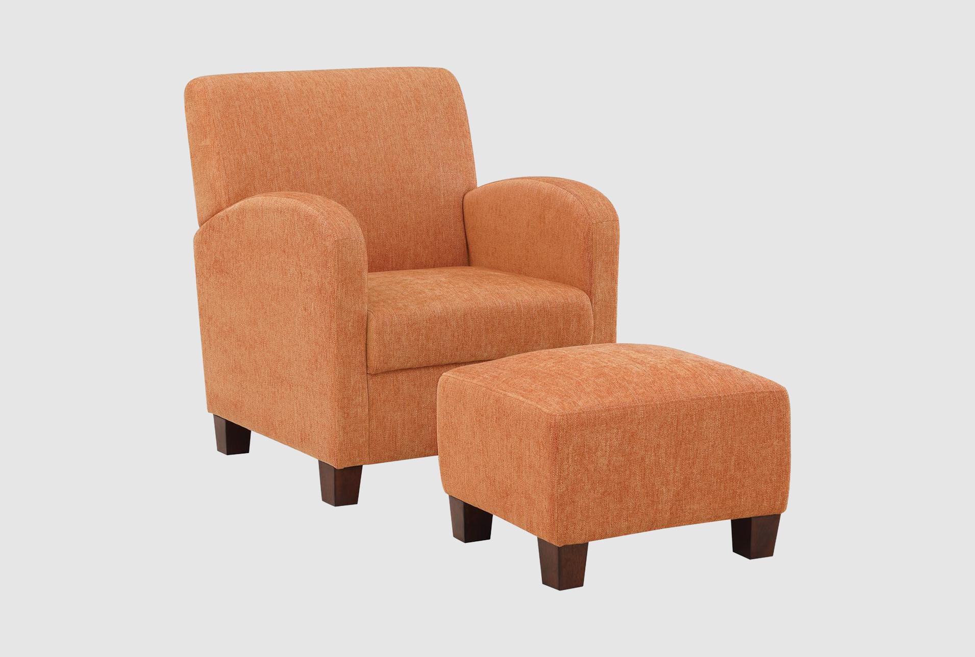 aiden orange herringbone fabric arm chair & ottoman set | solid | high performance fabric | reading | with arms | club 1 aiden orange herringbone fabric arm chair & ottoman set | solid | high performance fabric | reading | with arms | club