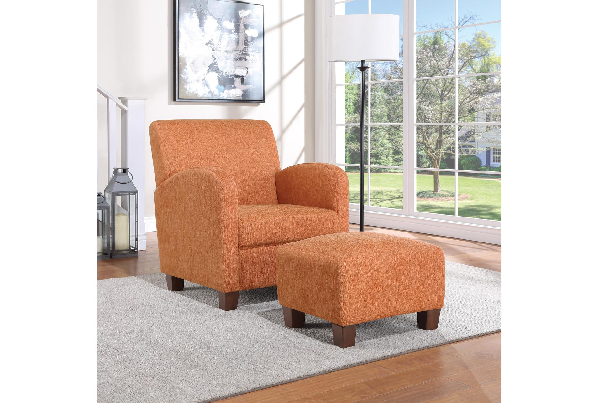 aiden orange herringbone fabric arm chair & ottoman set | solid | high performance fabric | reading | with arms | club 6 aiden orange herringbone fabric arm chair & ottoman set | solid | high performance fabric | reading | with arms | club