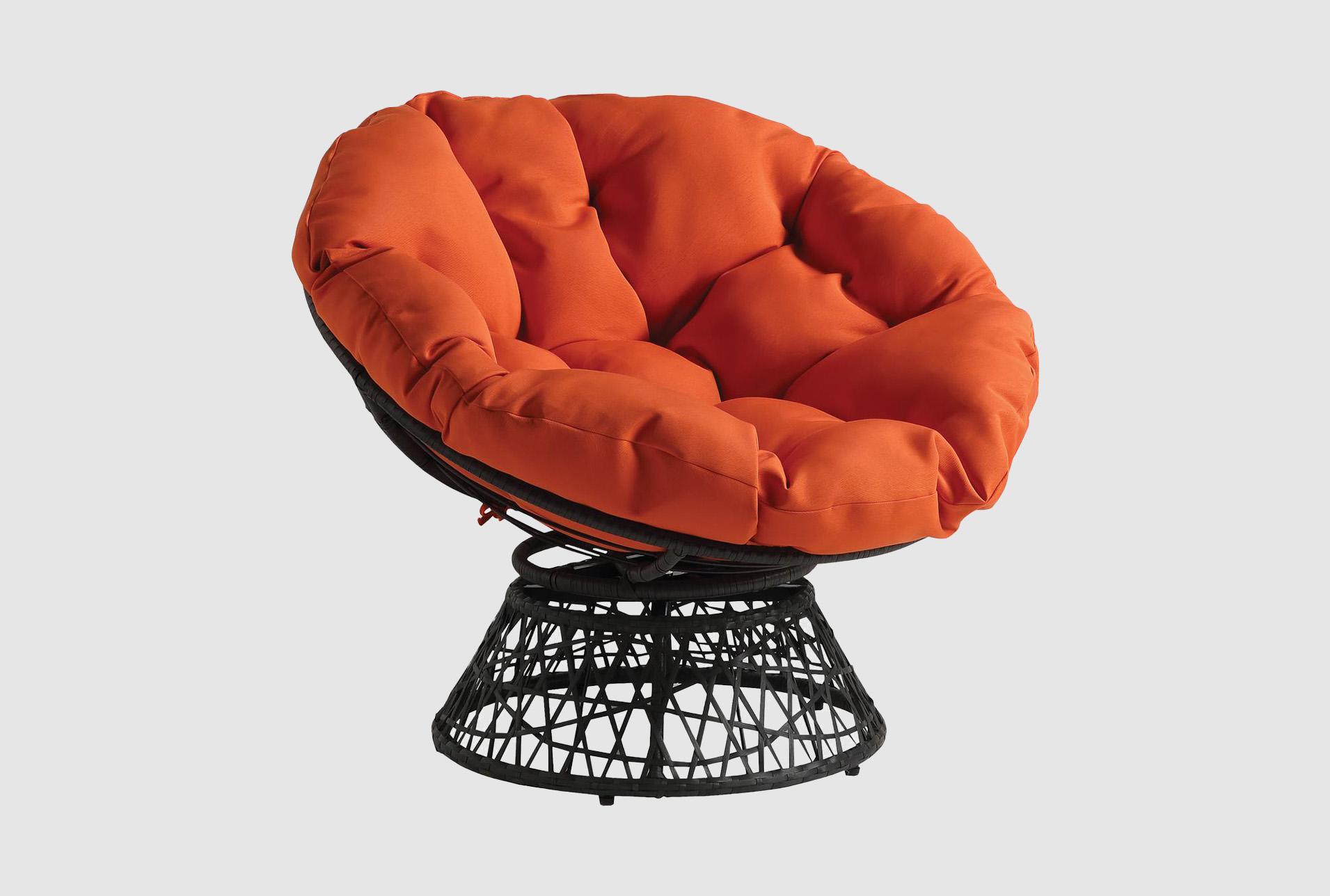 soleil orange fabric swivel papasan chair with dark grey wicker frame | high performance fabric | solid | armless 1 soleil orange fabric swivel papasan chair with dark grey wicker frame | high performance fabric | solid | armless