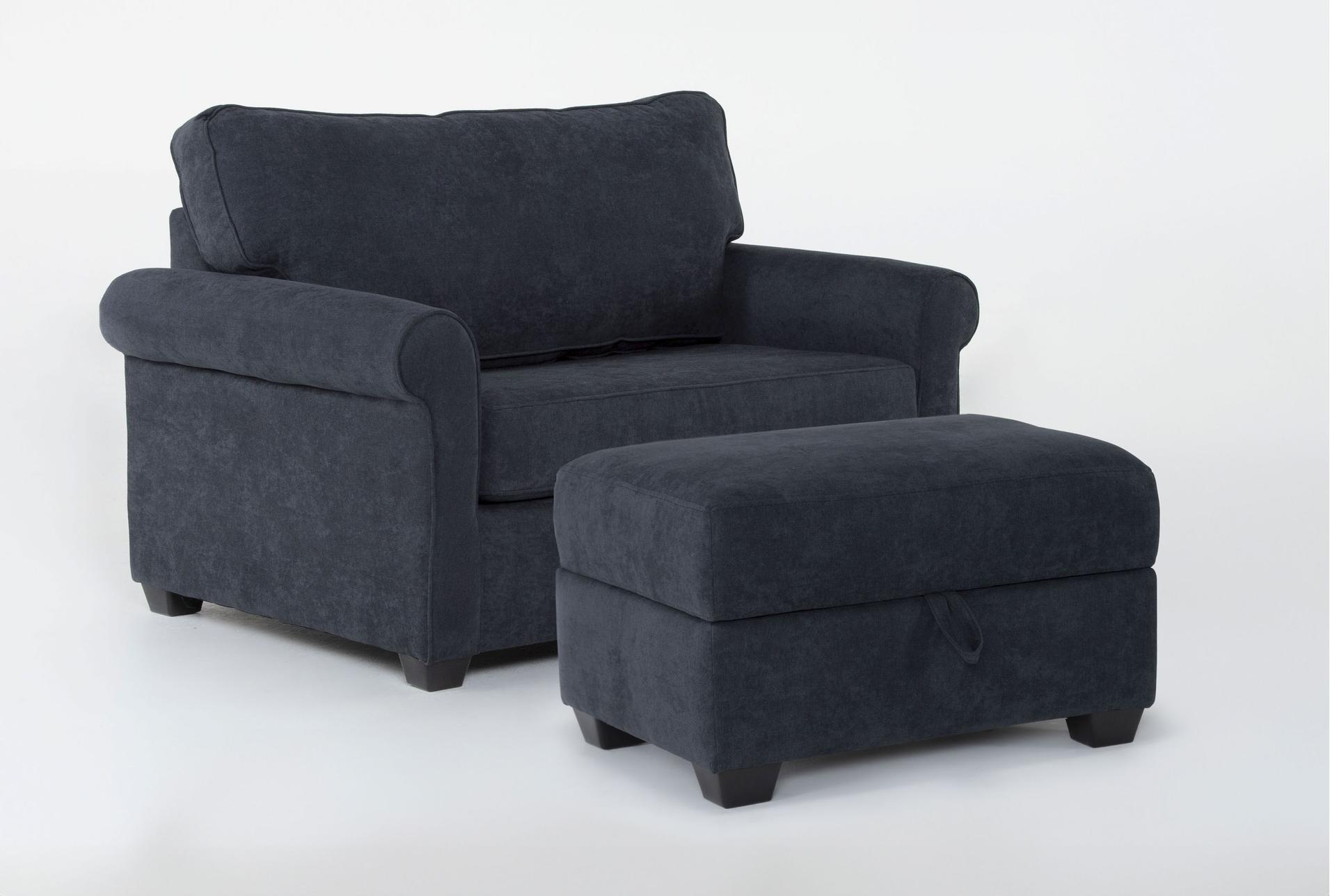 athos midnight navy blue fabric twin memory foam arm chair sleeper/storage ottoman set | loose reversible back 1 athos midnight navy blue fabric twin memory foam arm chair sleeper/storage ottoman set | loose reversible back