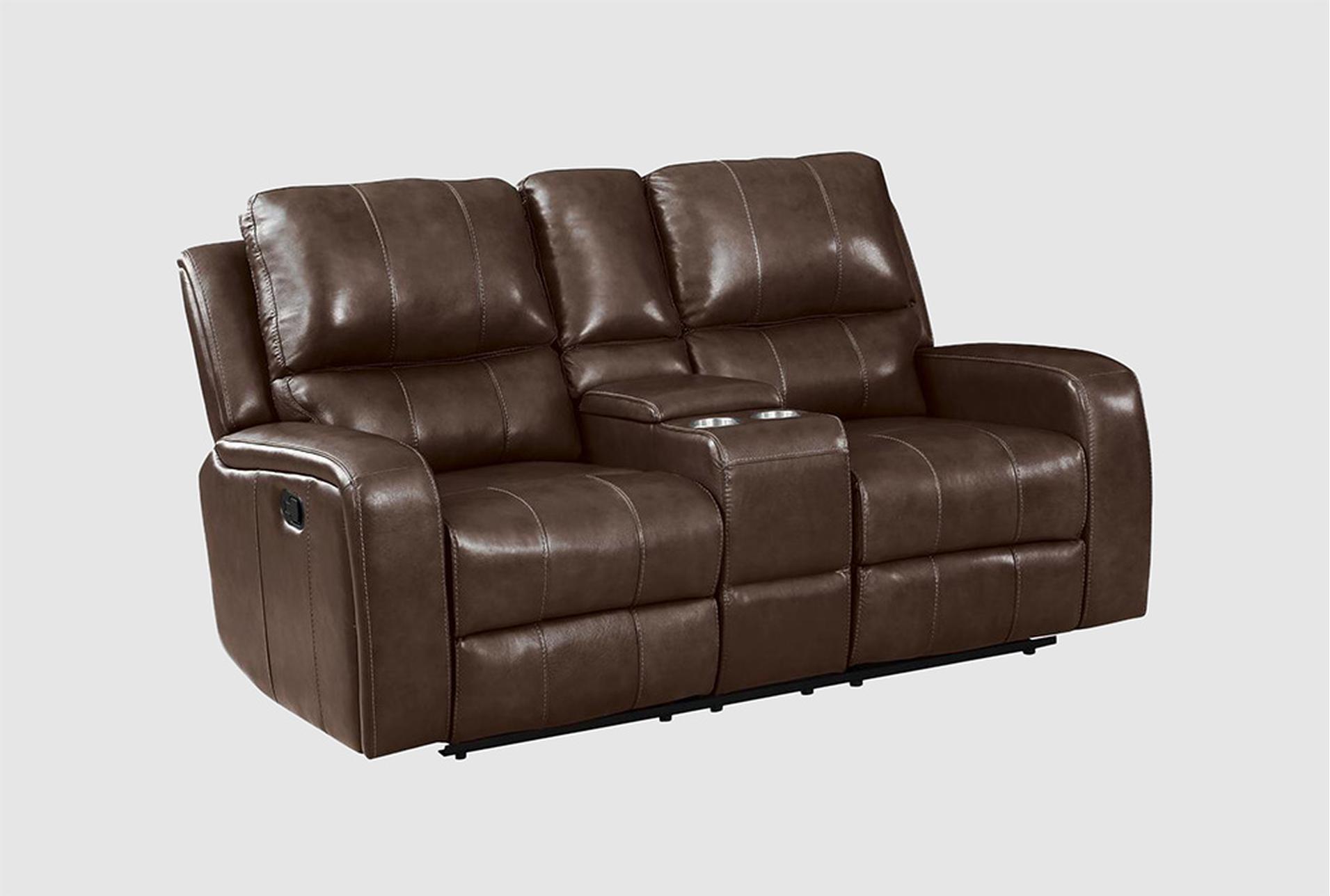 linton dark brown leather 72" manual reclining console loveseat with usb | cup holders | adjustable headrests 1 linton dark brown leather 72" manual reclining console loveseat with usb | cup holders | adjustable headrests