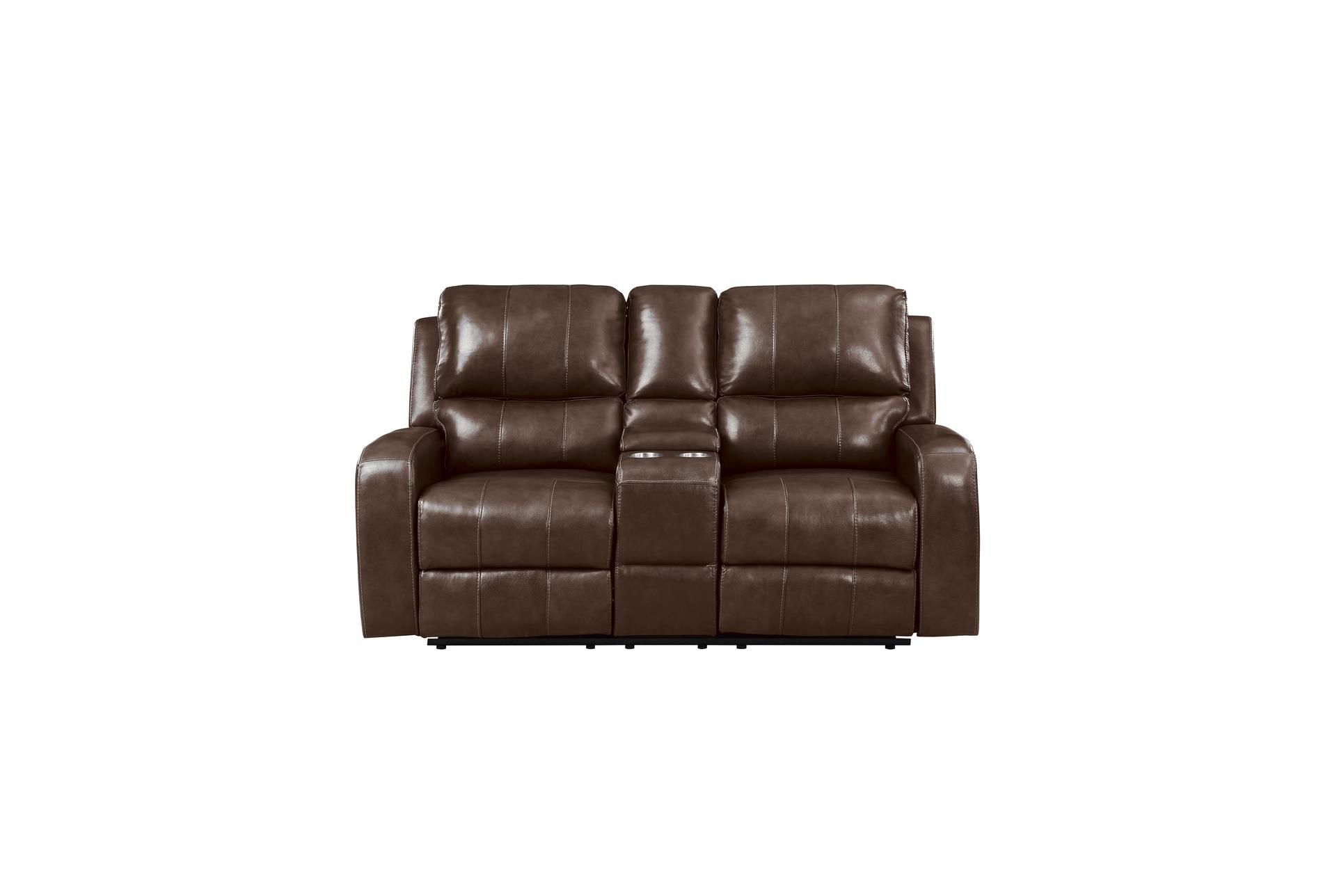 linton dark brown leather 72" manual reclining console loveseat with usb | cup holders | adjustable headrests 10 linton dark brown leather 72" manual reclining console loveseat with usb | cup holders | adjustable headrests