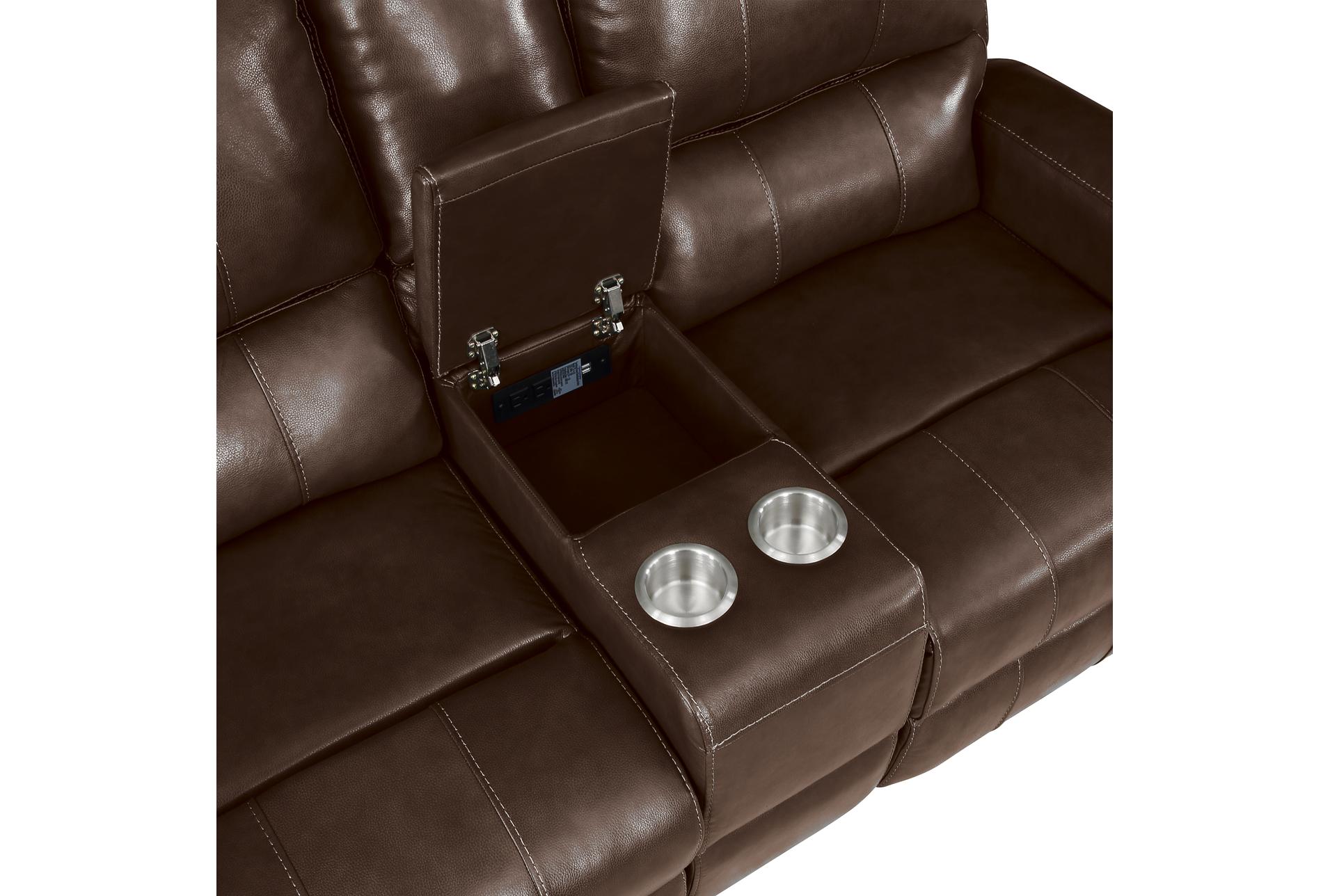 linton dark brown leather 72" manual reclining console loveseat with usb | cup holders | adjustable headrests 13 linton dark brown leather 72" manual reclining console loveseat with usb | cup holders | adjustable headrests