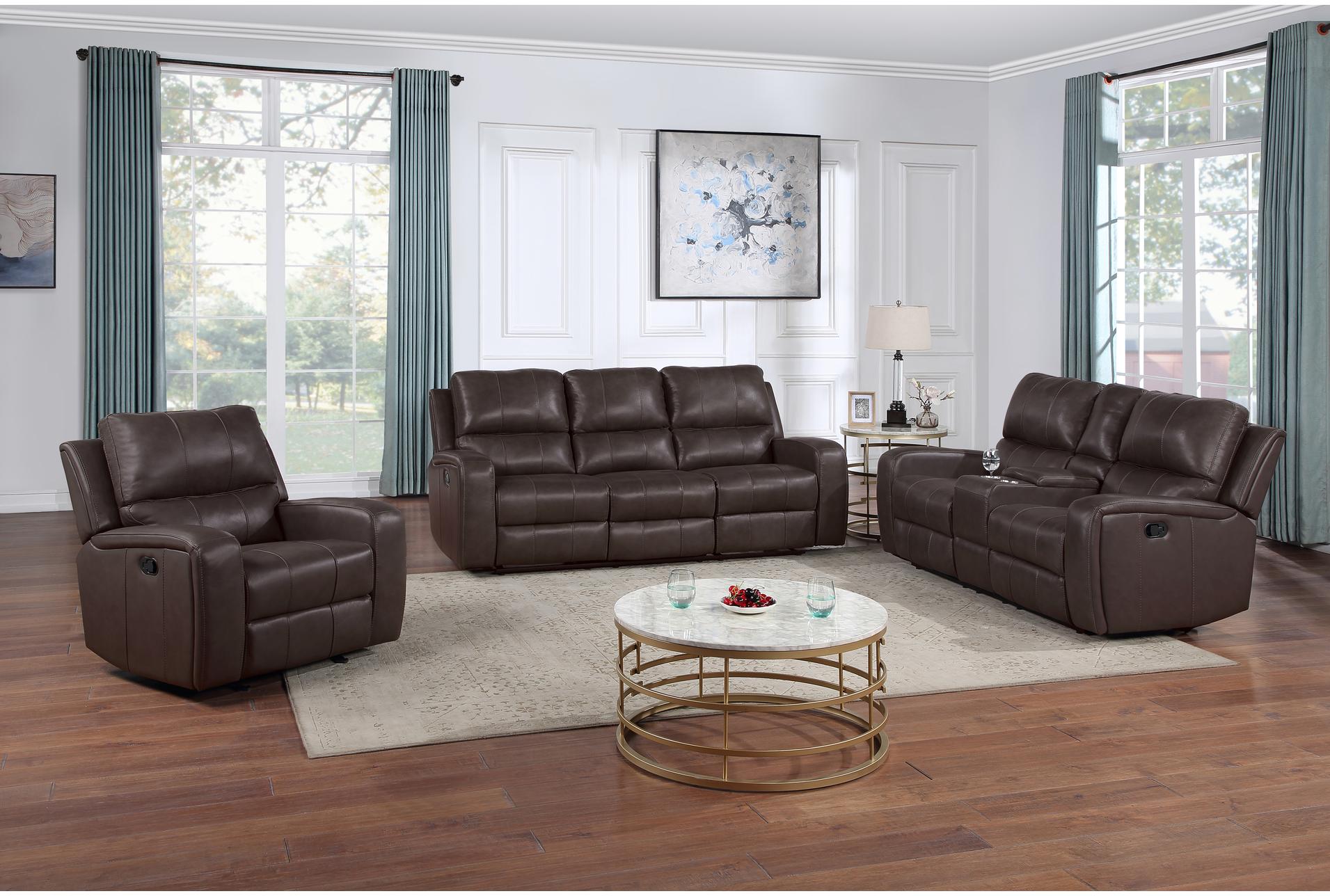 linton dark brown leather 72" manual reclining console loveseat with usb | cup holders | adjustable headrests 16 linton dark brown leather 72" manual reclining console loveseat with usb | cup holders | adjustable headrests