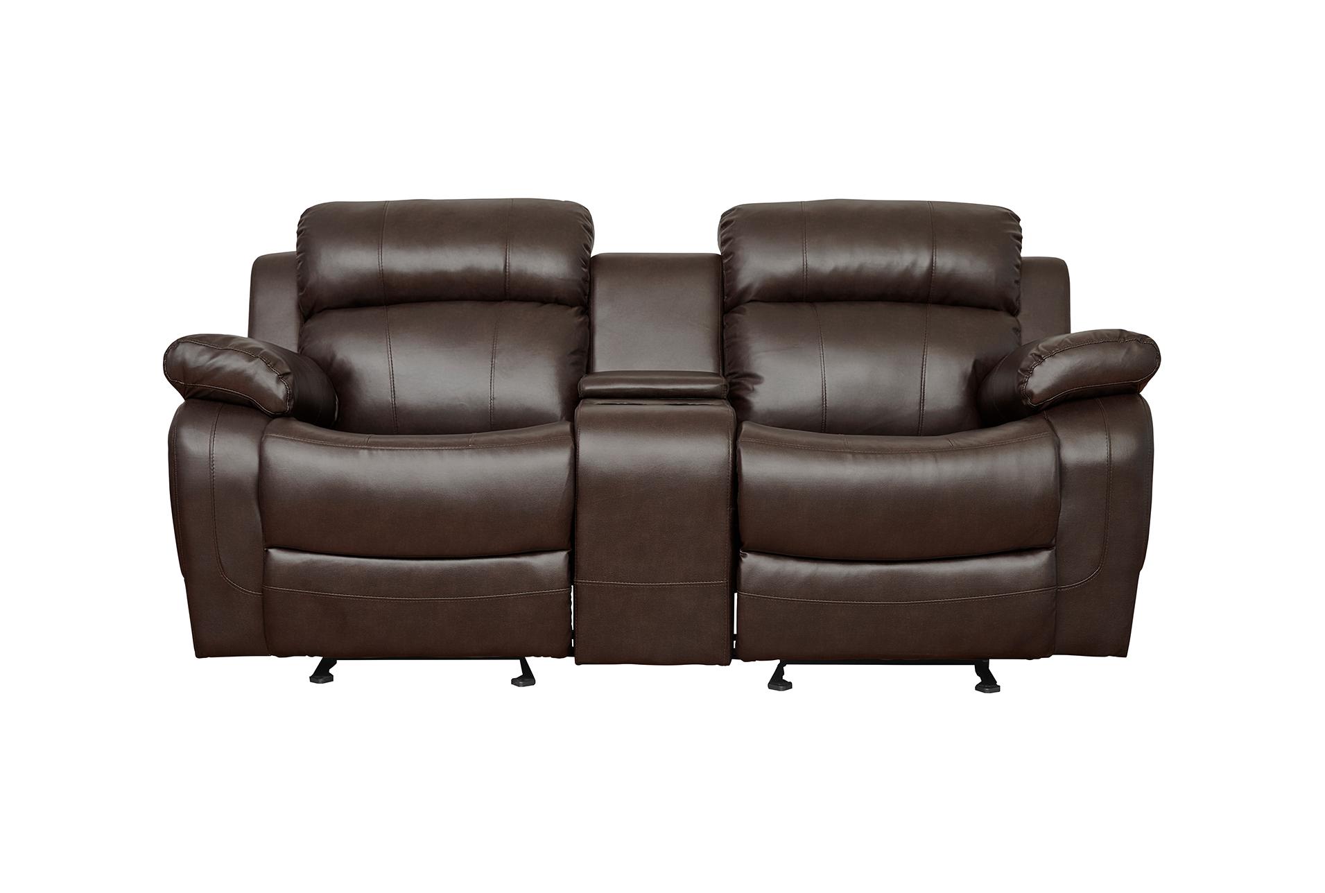 cameron brown faux leather 78" manual glider reclining console loveseat | cup holders 13 cameron brown faux leather 78" manual glider reclining console loveseat | cup holders