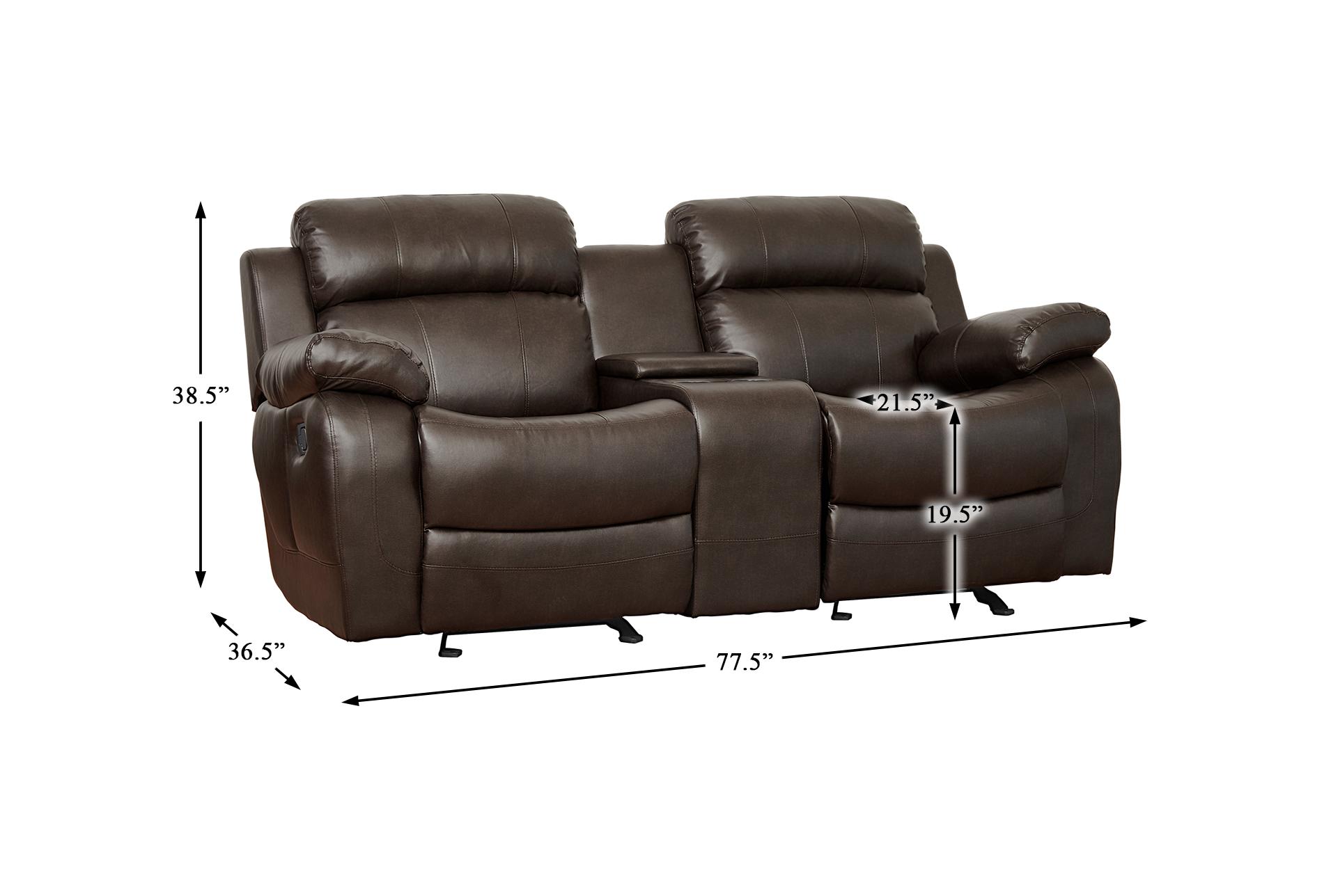cameron brown faux leather 78" manual glider reclining console loveseat | cup holders 17 cameron brown faux leather 78" manual glider reclining console loveseat | cup holders