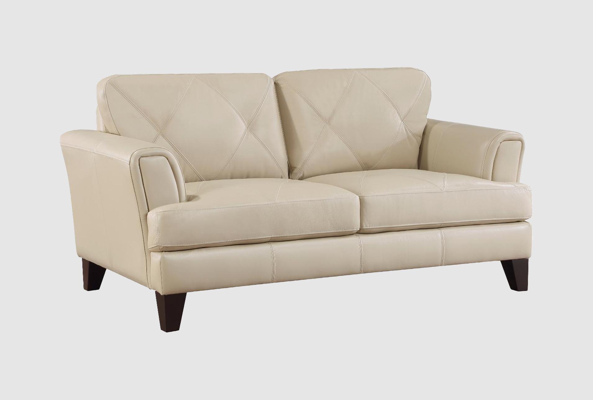saben cream white 70" leather loveseat 1 saben cream white 70" leather loveseat