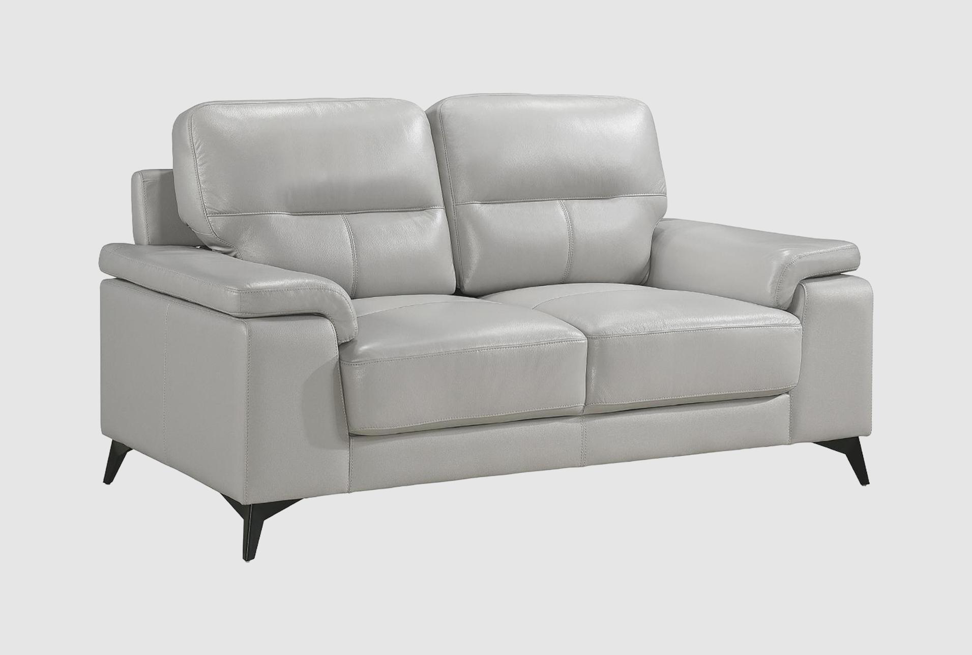 carmel silver grey 67" leather loveseat 1 carmel silver grey 67" leather loveseat