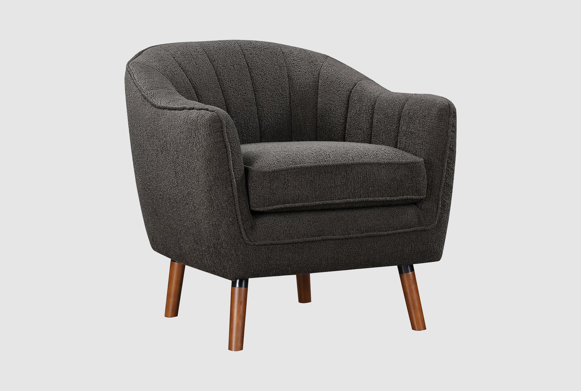 kyrie charcoal grey fabric accent barrel arm chair | solid | with arms 1 kyrie charcoal grey fabric accent barrel arm chair | solid | with arms
