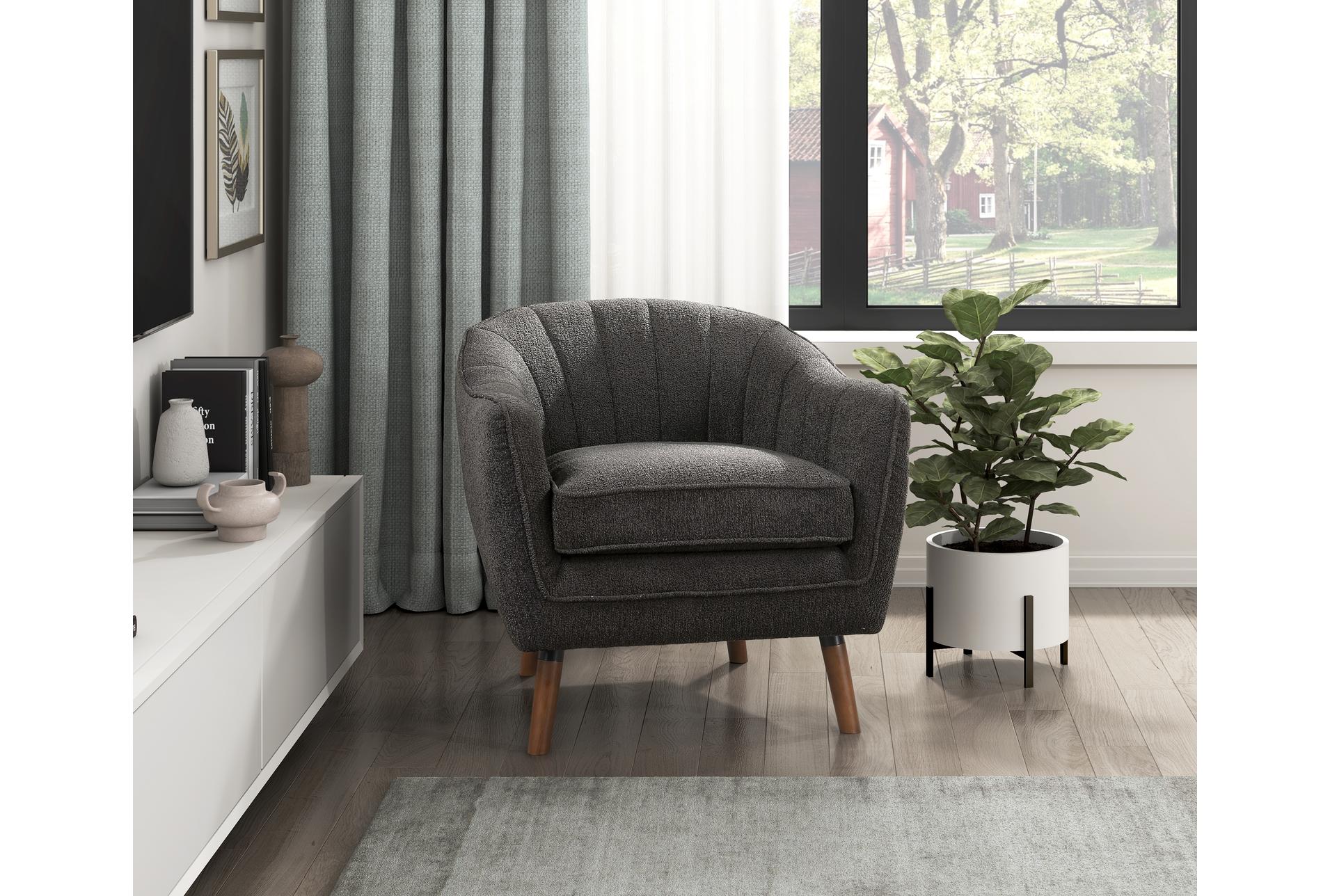 kyrie charcoal grey fabric accent barrel arm chair | solid | with arms 16 kyrie charcoal grey fabric accent barrel arm chair | solid | with arms