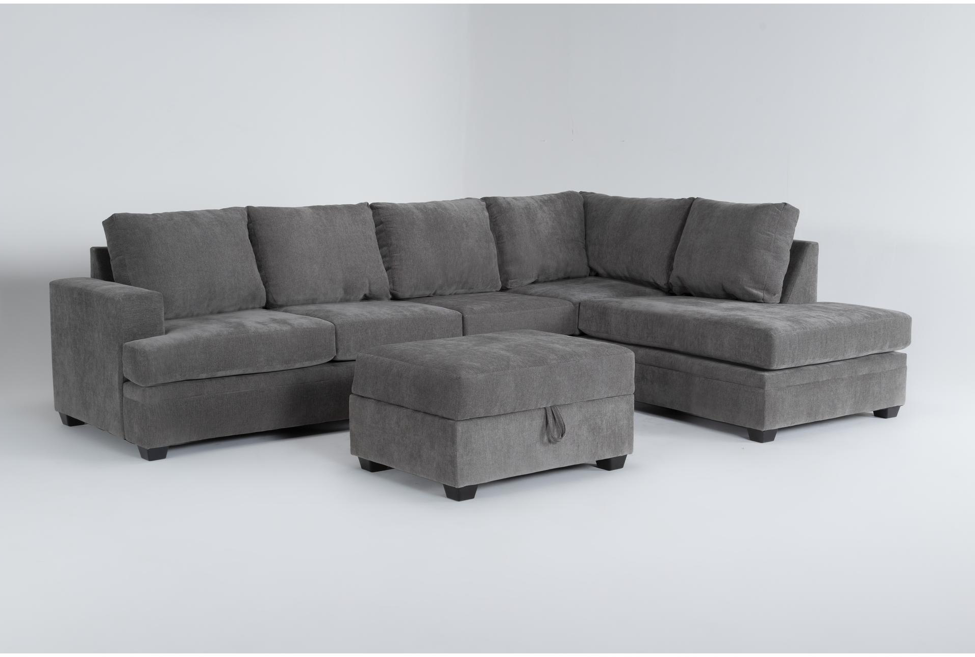 bonaterra charcoal grey fabric 127" 2 piece l-shaped sectional with right arm facing corner chaise & storage ottoman 1 bonaterra charcoal grey fabric 127" 2 piece l-shaped sectional with right arm facing corner chaise & storage ottoman