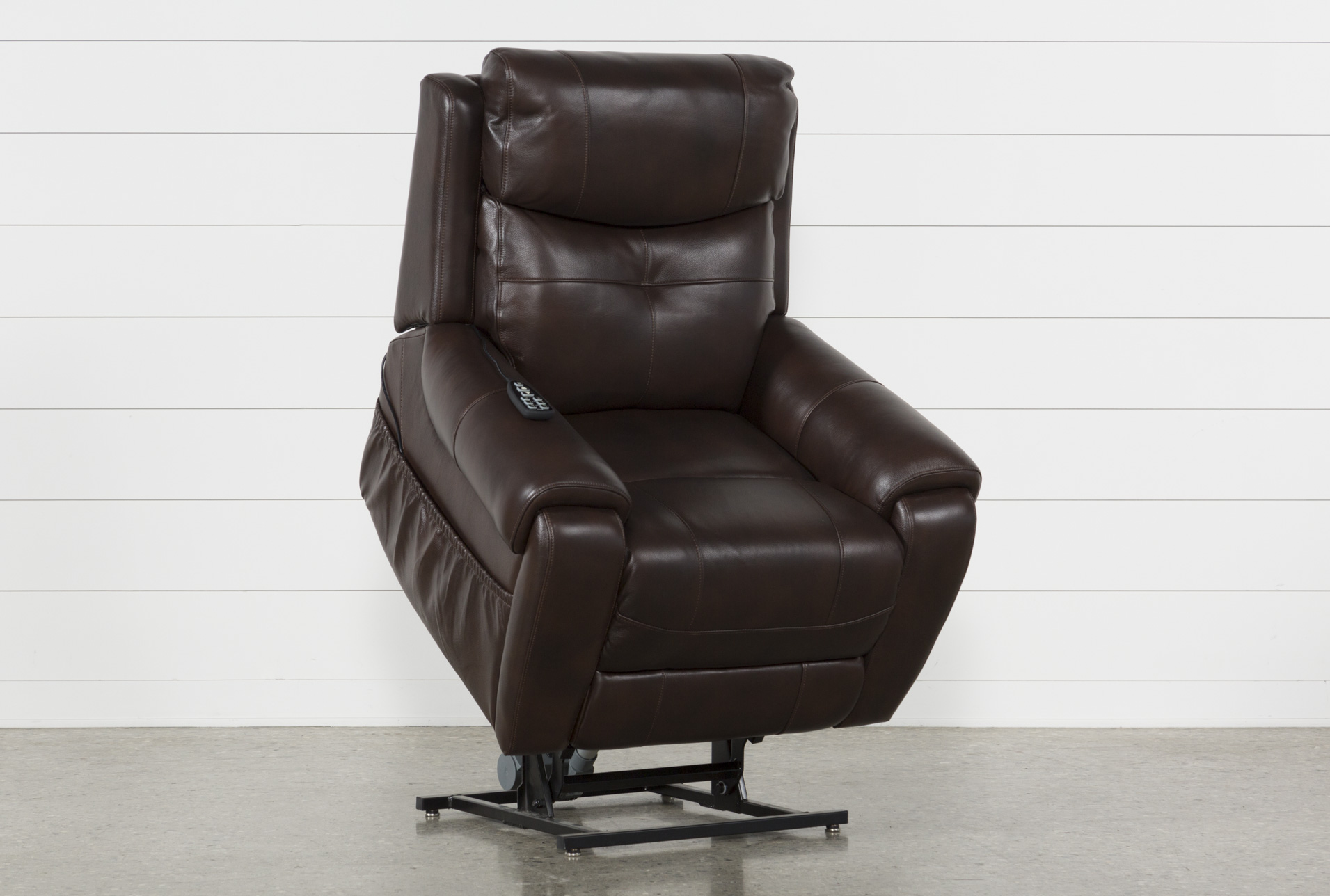 carl chocolate brown leather oversized power lift recliner with power headrest & heat 16 carl chocolate brown leather oversized power lift recliner with power headrest & heat