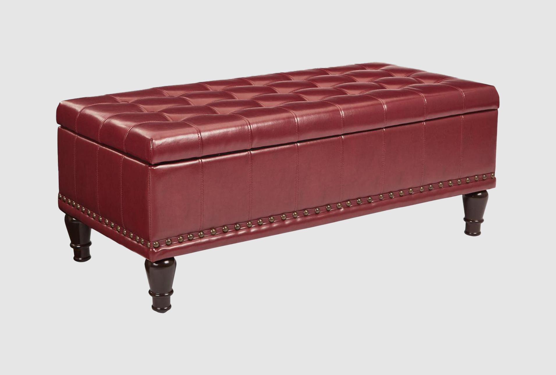 caldwell red faux leather rectangle storage ottoman 1 caldwell red faux leather rectangle storage ottoman
