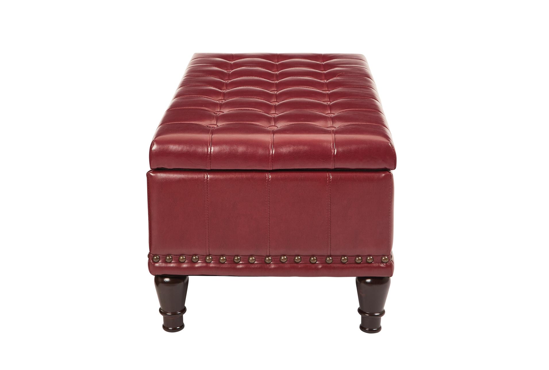caldwell red faux leather rectangle storage ottoman 8 caldwell red faux leather rectangle storage ottoman