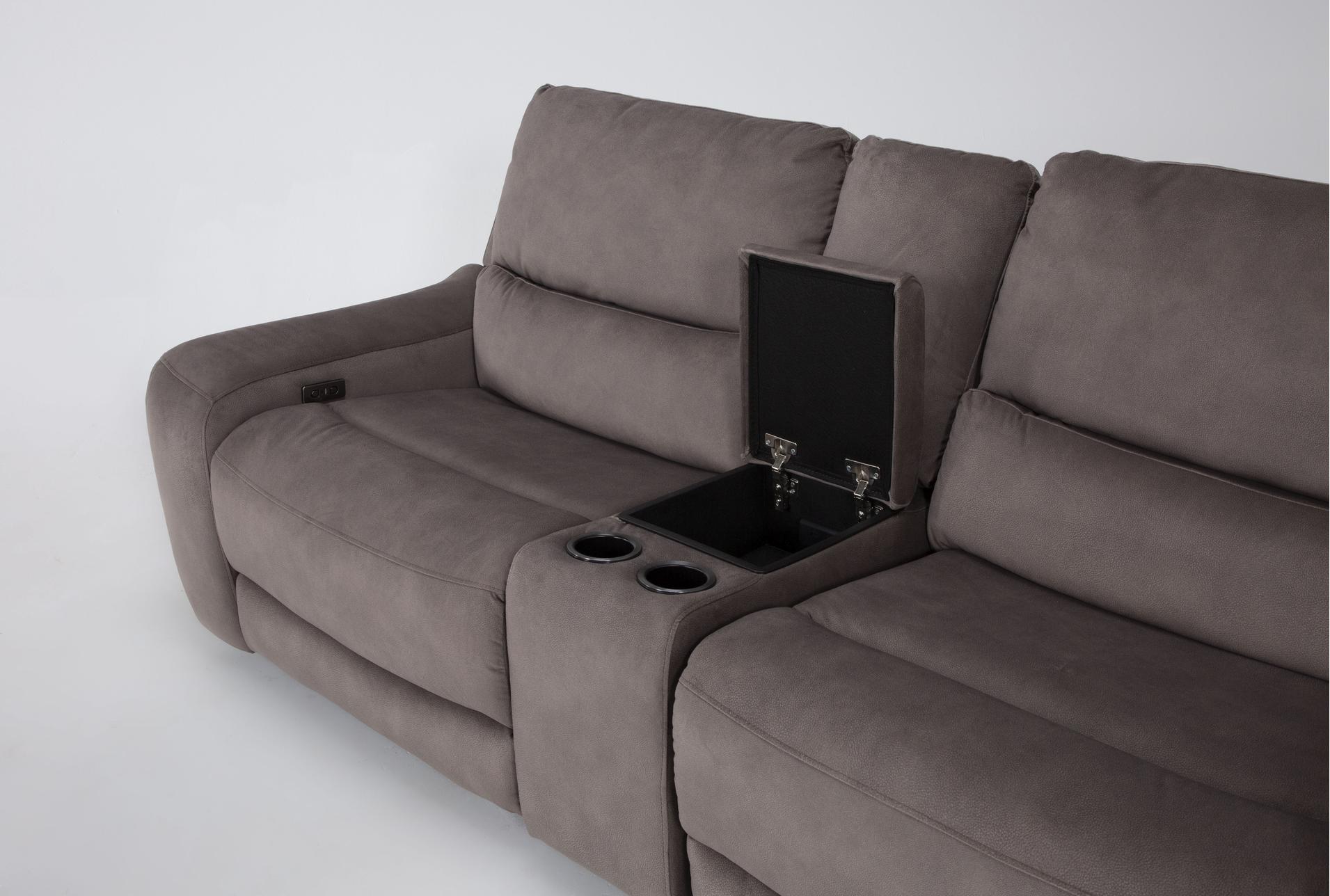 ryder grey fabric 95" 3 piece power reclining modular console loveseat | usb | storage | cup holders 15 ryder grey fabric 95" 3 piece power reclining modular console loveseat | usb | storage | cup holders