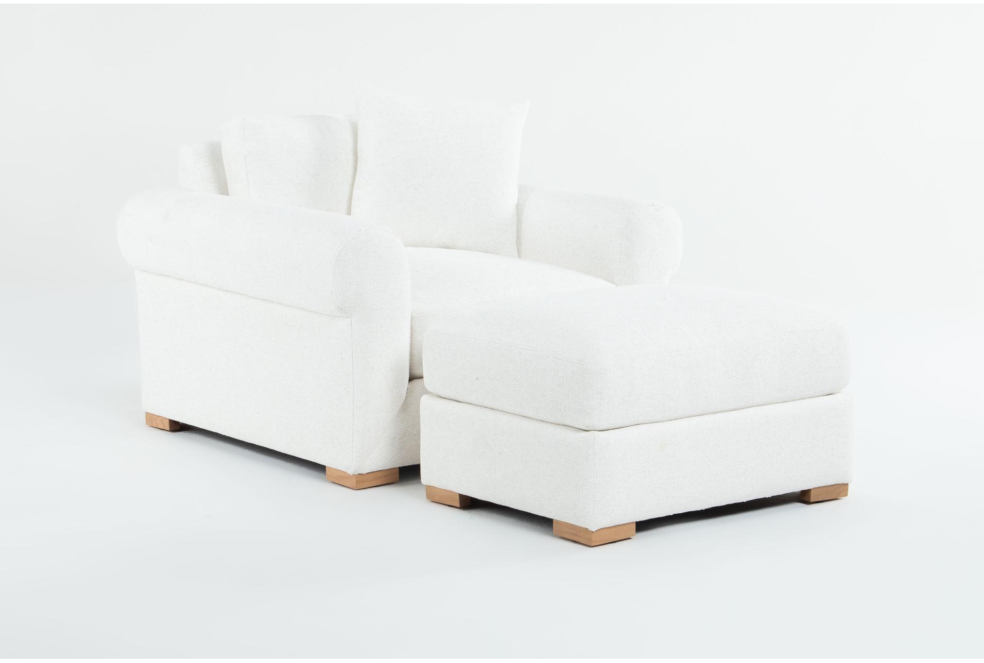 vale white 47"arm chair/ottoman set by nate berkus & jeremiah brent