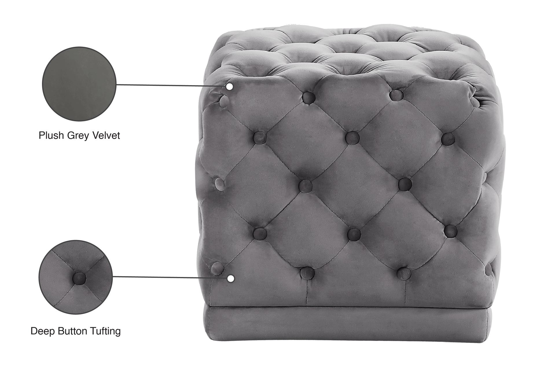 stella grey velvet upholstered ottoman/stool | rectangle 7 stella grey velvet upholstered ottoman/stool | rectangle