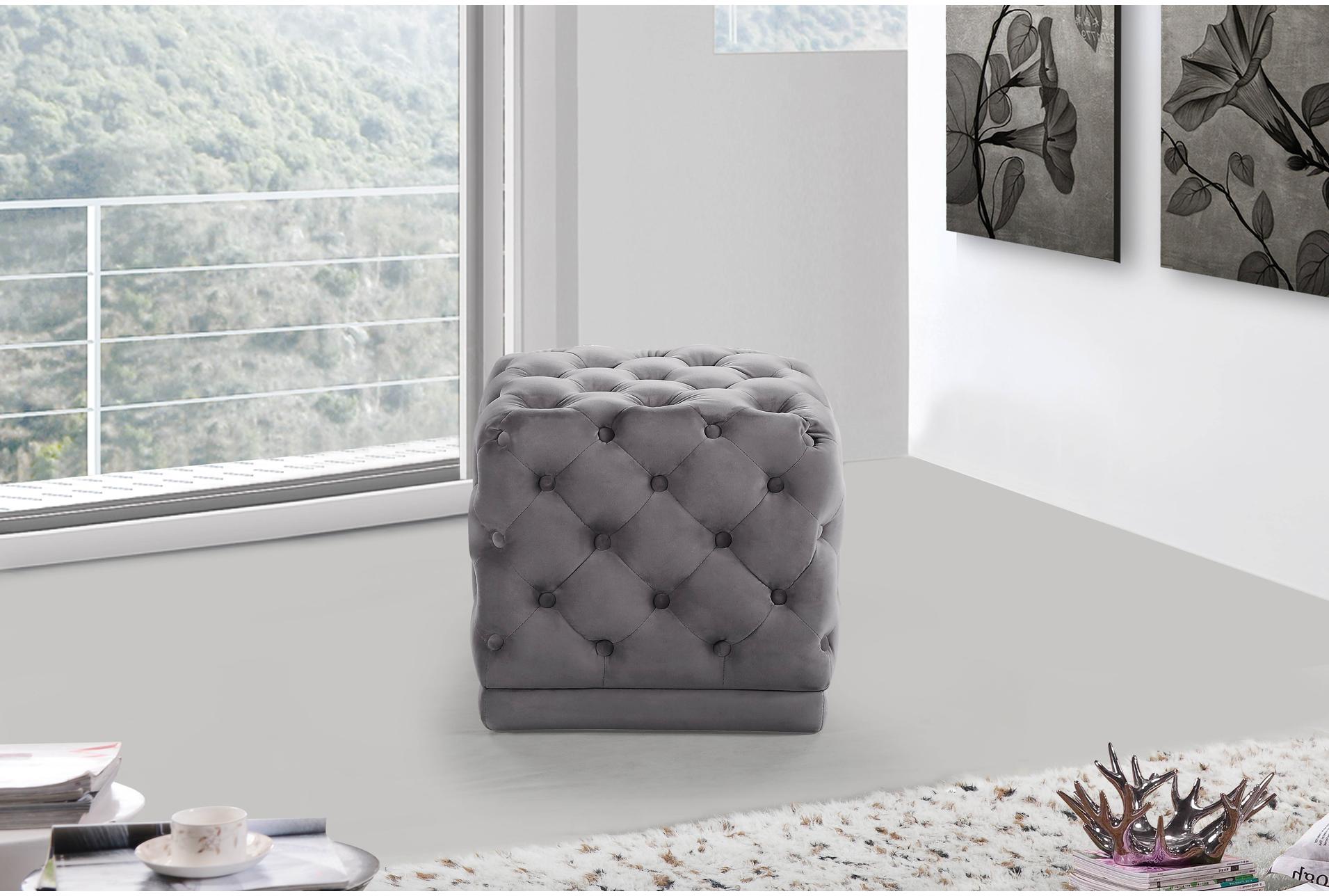 stella grey velvet upholstered ottoman/stool | rectangle 8 stella grey velvet upholstered ottoman/stool | rectangle